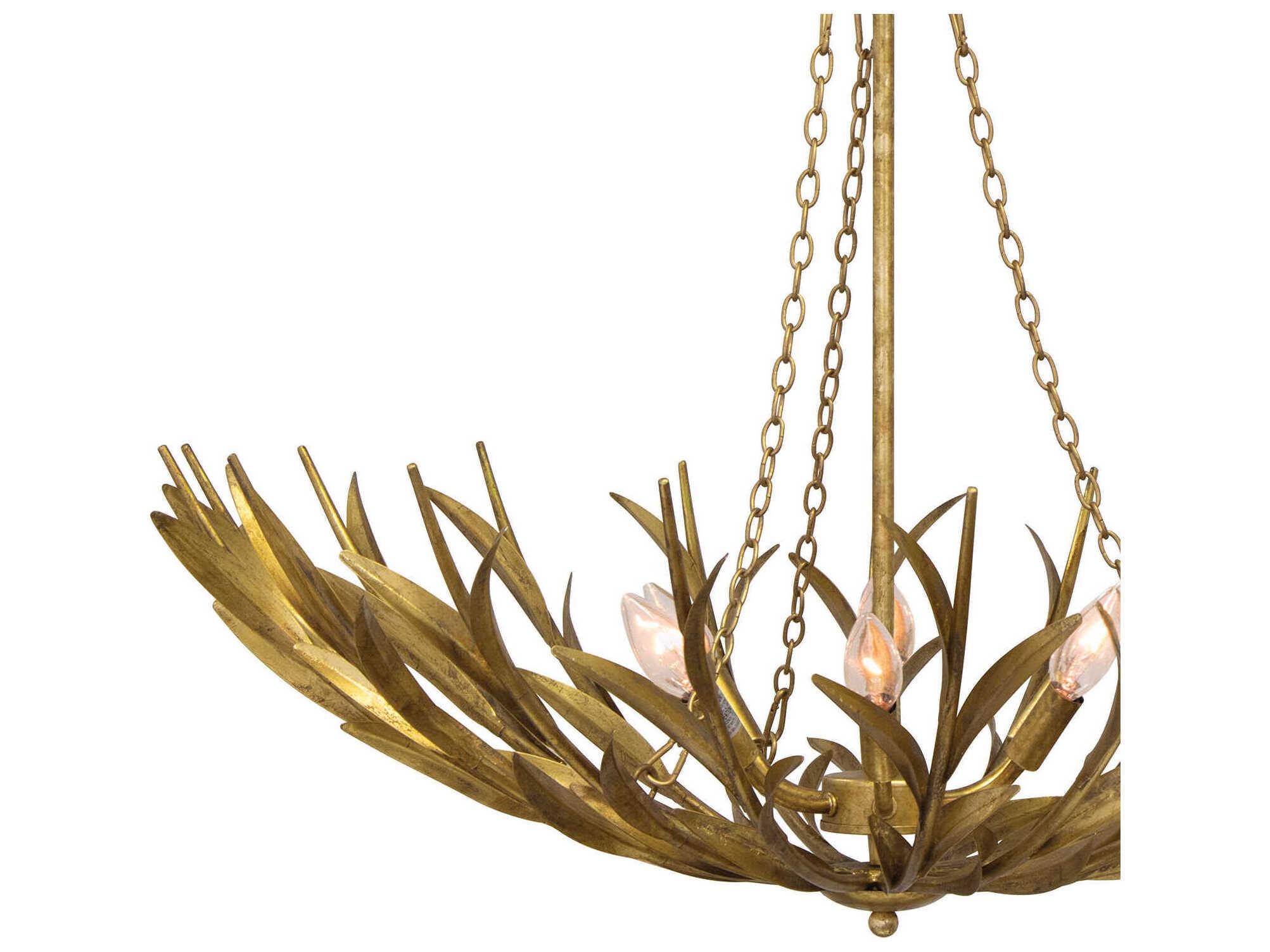 Regina Andrew River Reed 6-Light Antique Gold Leaf Candelabra Chandelier