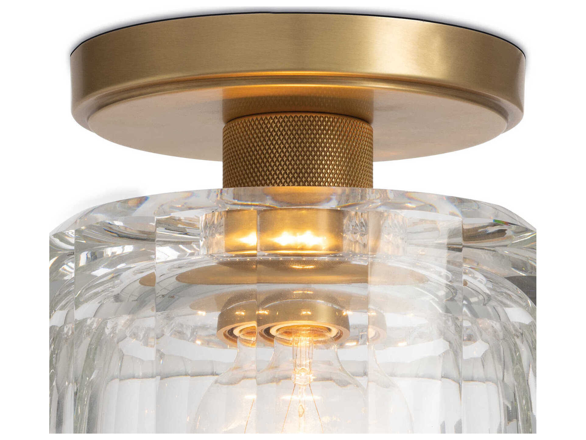 Regina Andrew Bijoux 1-Light Clear Brass Cylinder Semi Flush Mount