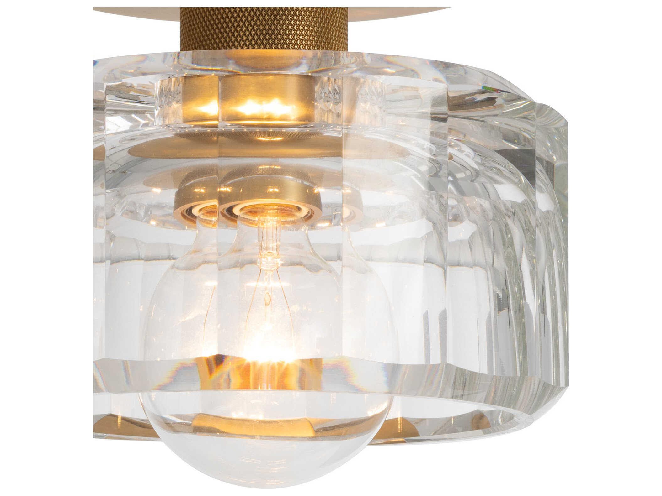 Regina Andrew Bijoux 1-Light Clear Brass Cylinder Semi Flush Mount
