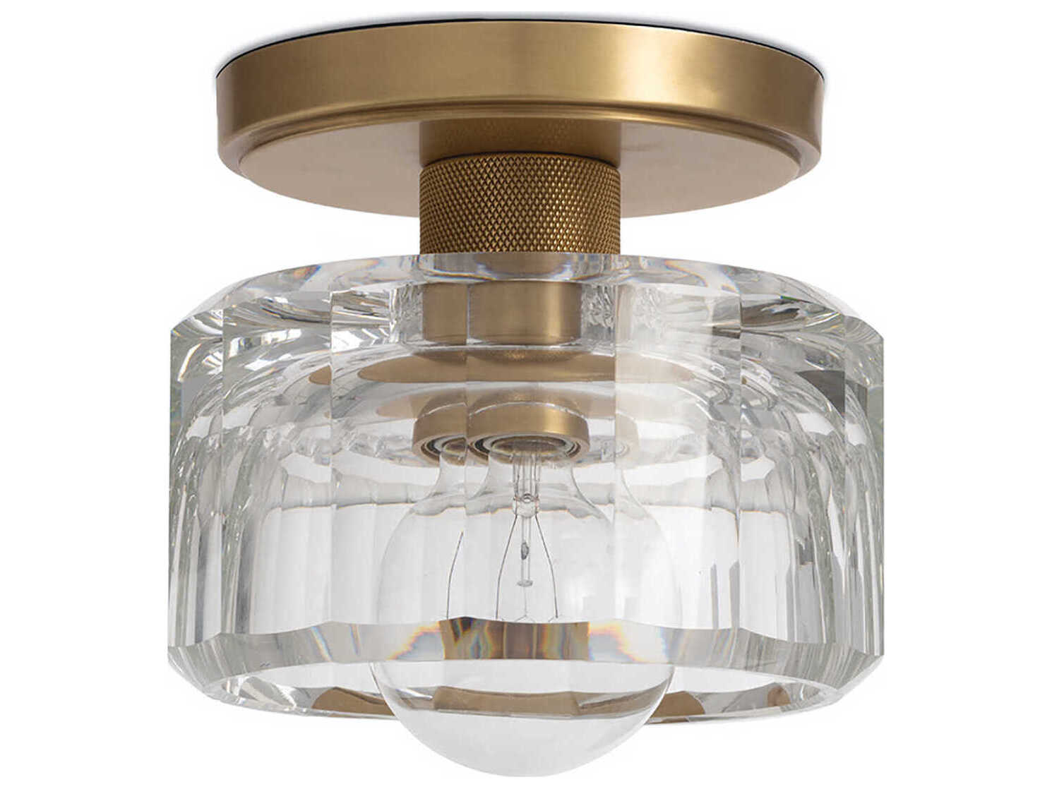 Regina Andrew Bijoux 1-Light Clear Brass Cylinder Semi Flush Mount