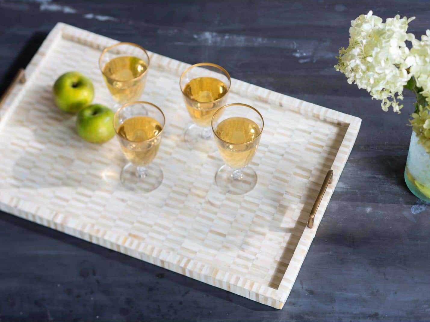 Regina Andrew White Natural Bone & Brass Tray