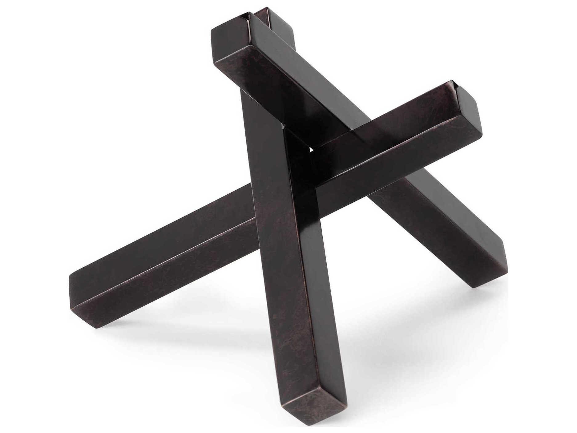 Regina Andrew Blackened Zinc Intersecting Sculpture