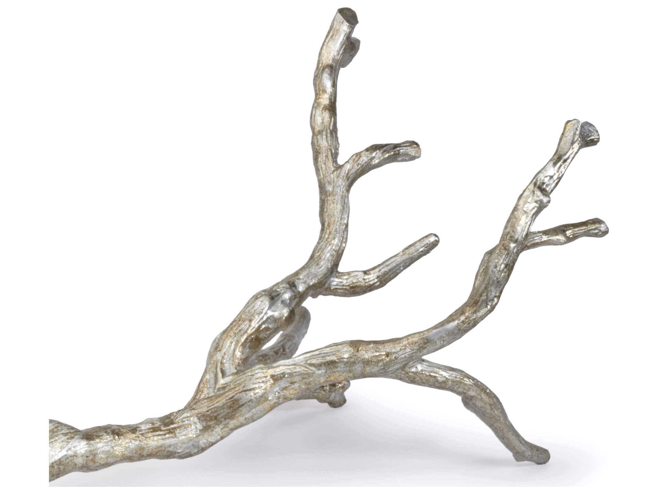 Regina Andrew Ambered Silver Leaf Metal Branch Sculpture