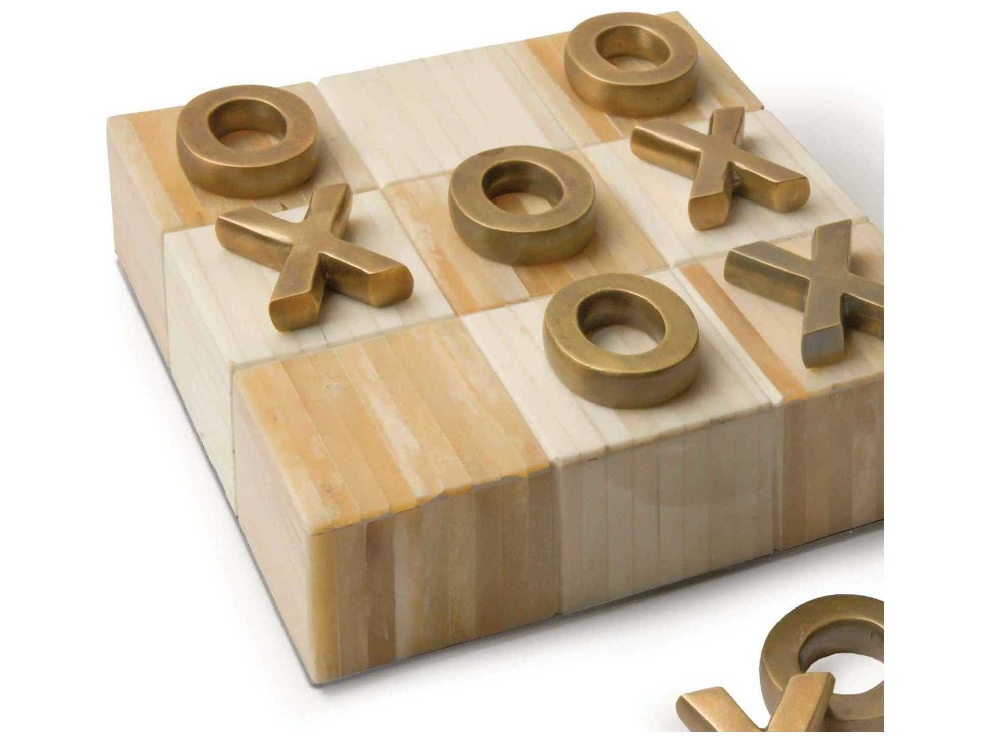 Regina Andrew Tic-Tac-Toe Flat Board with Brass Pieces