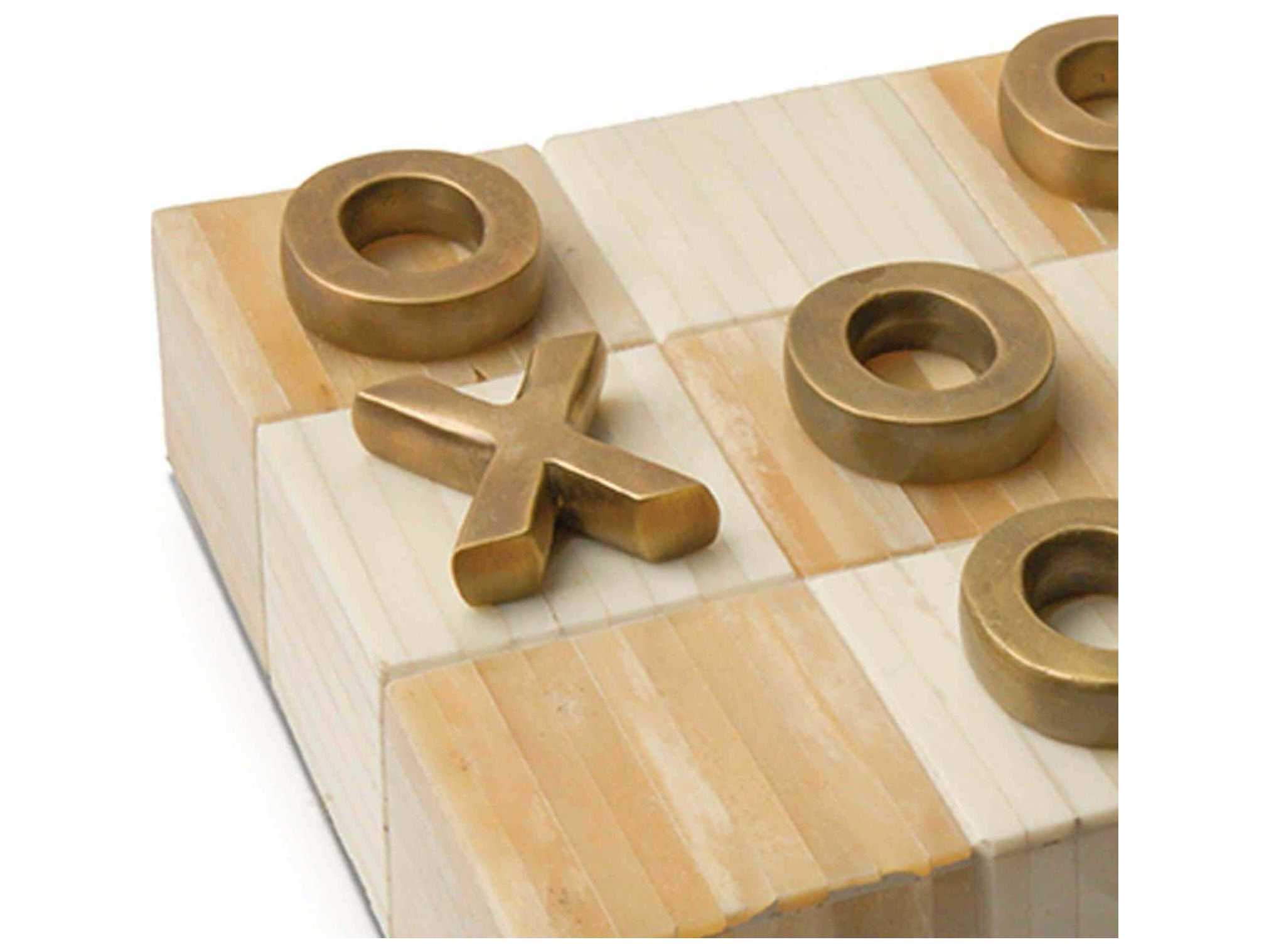 Regina Andrew Tic-Tac-Toe Flat Board with Brass Pieces