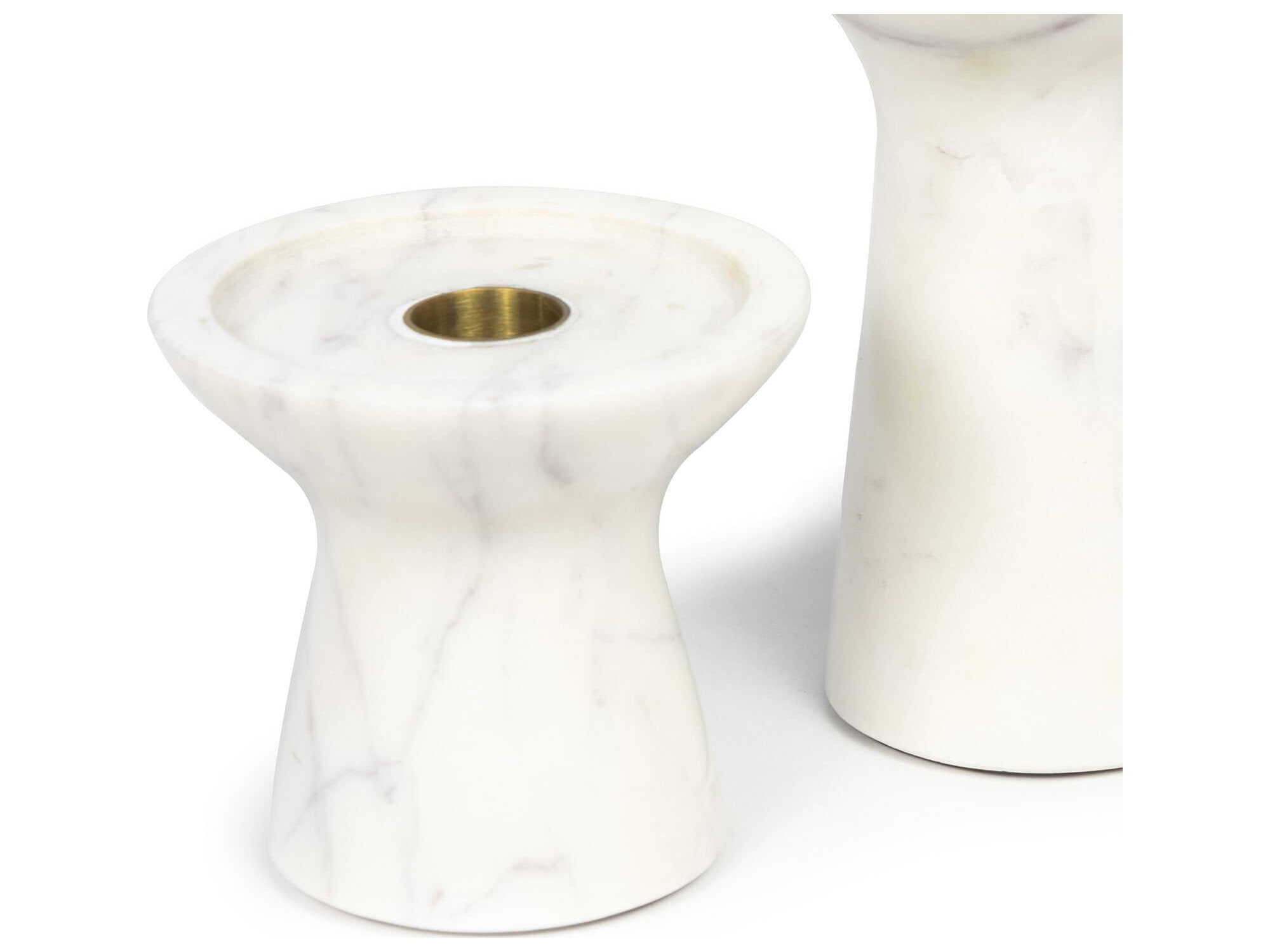 Regina Andrew White Klein Marble Candle Holder Set of 2