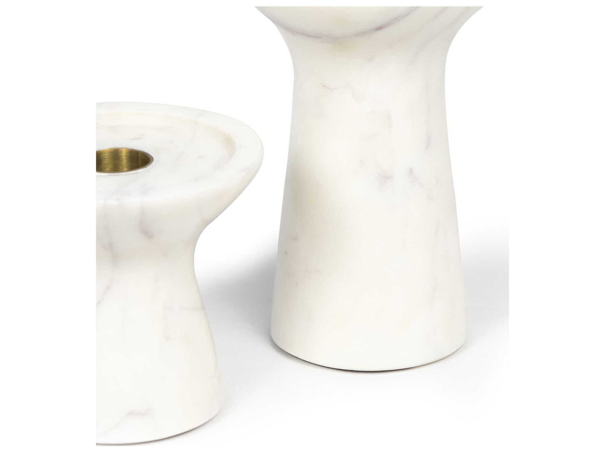 Regina Andrew White Klein Marble Candle Holder Set of 2