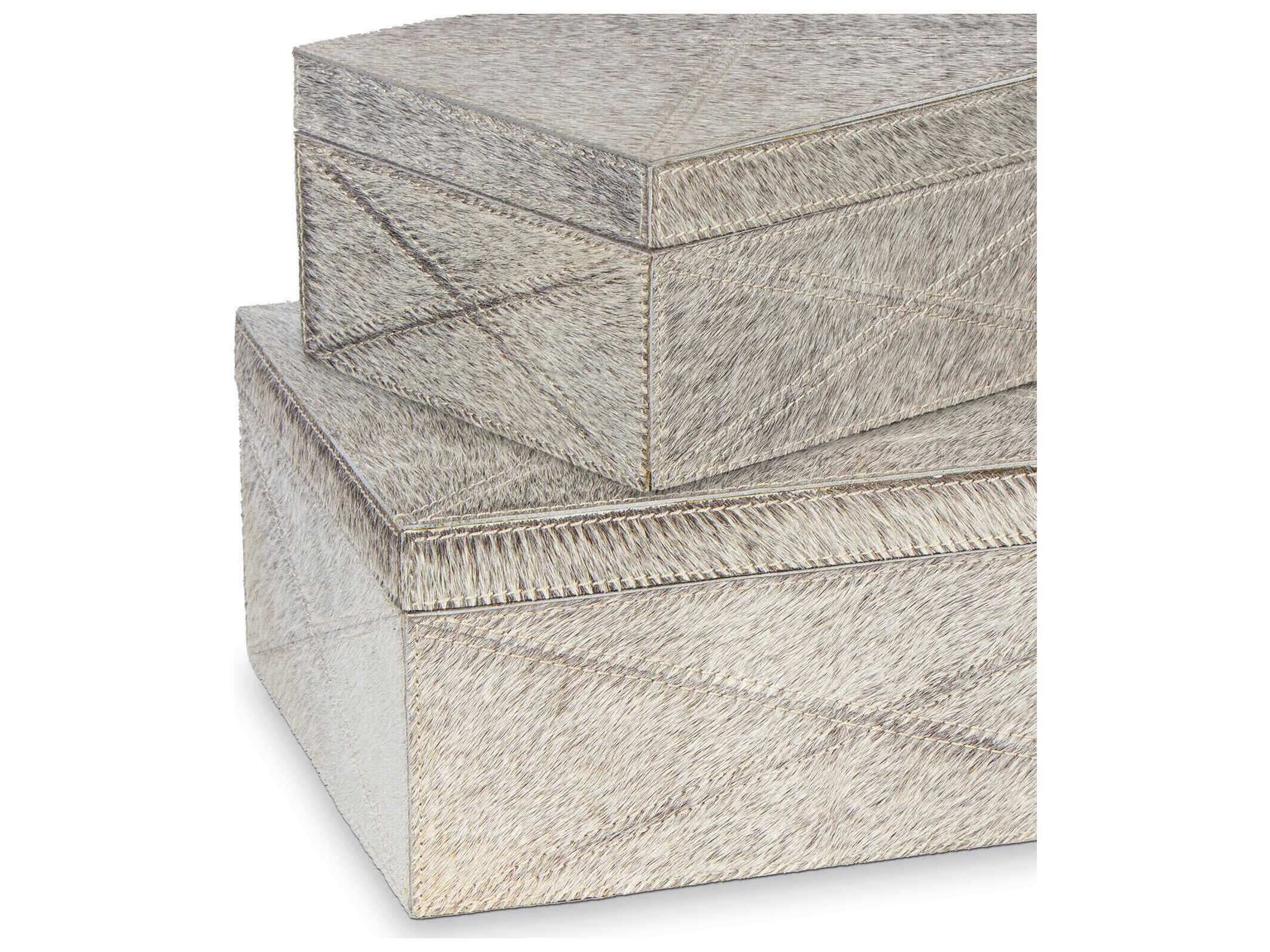 Regina Andrew Andres Grey Hair on Hide Boxes Set of 2