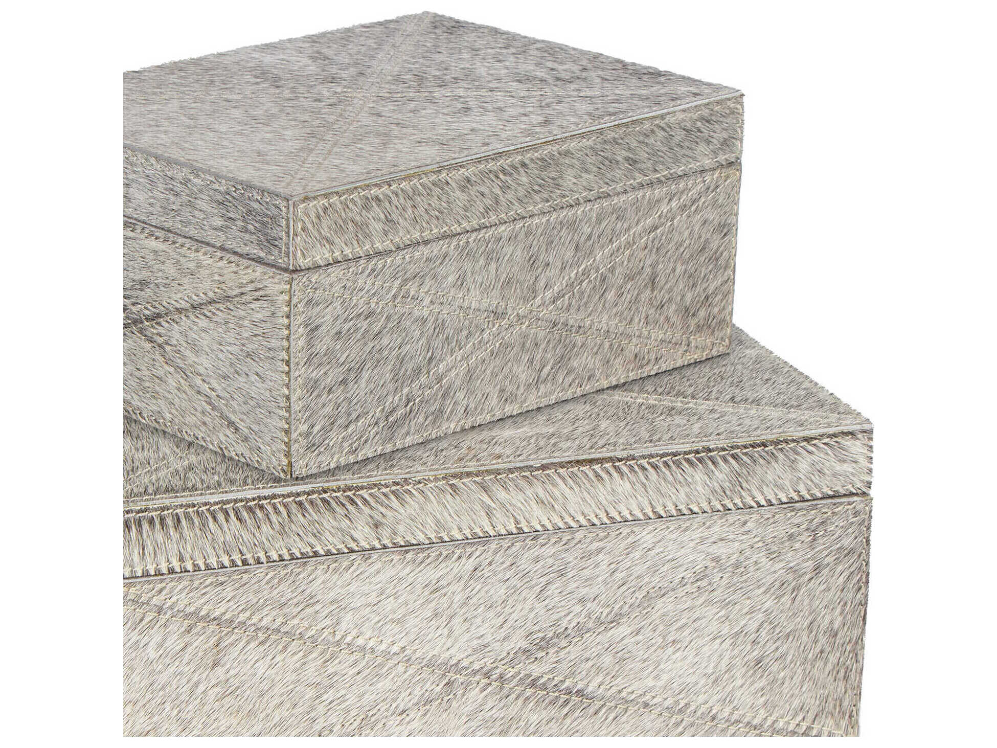 Regina Andrew Andres Grey Hair on Hide Boxes Set of 2