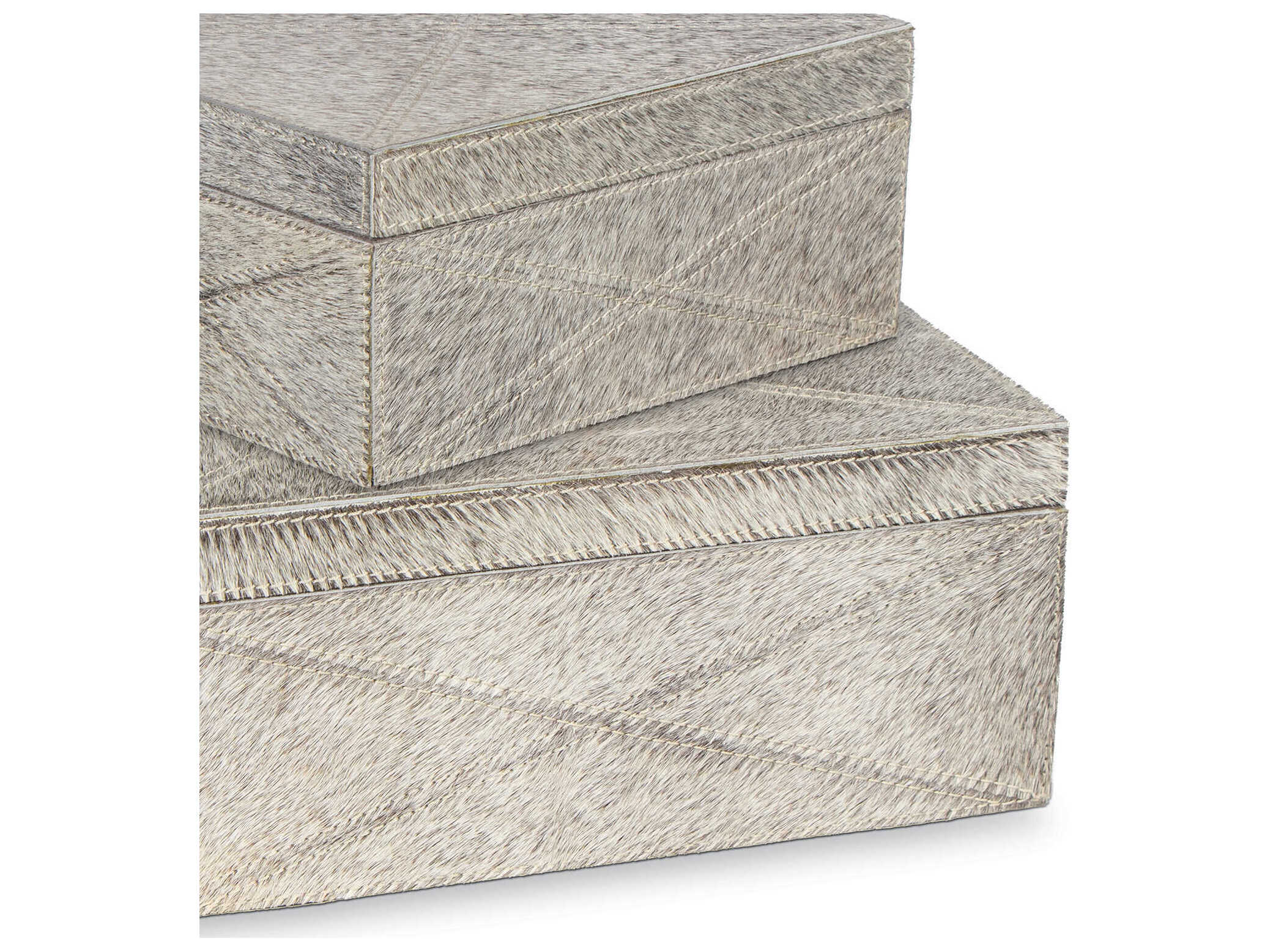 Regina Andrew Andres Grey Hair on Hide Boxes Set of 2