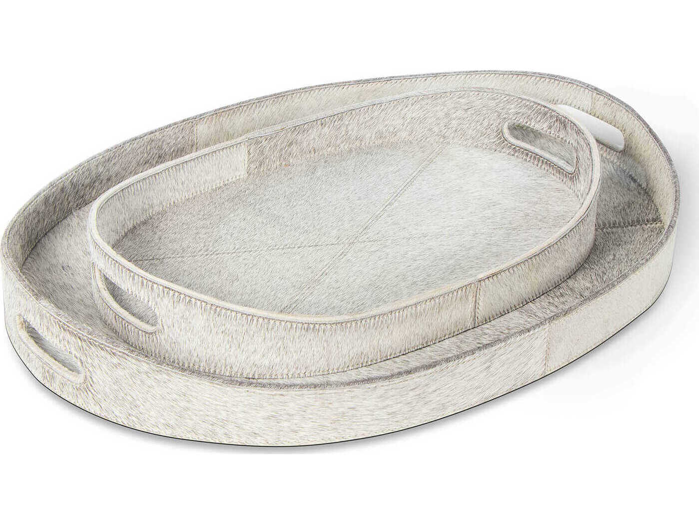 Regina Andrew Andres Grey Andres Hair on Hide Trays Set of 2