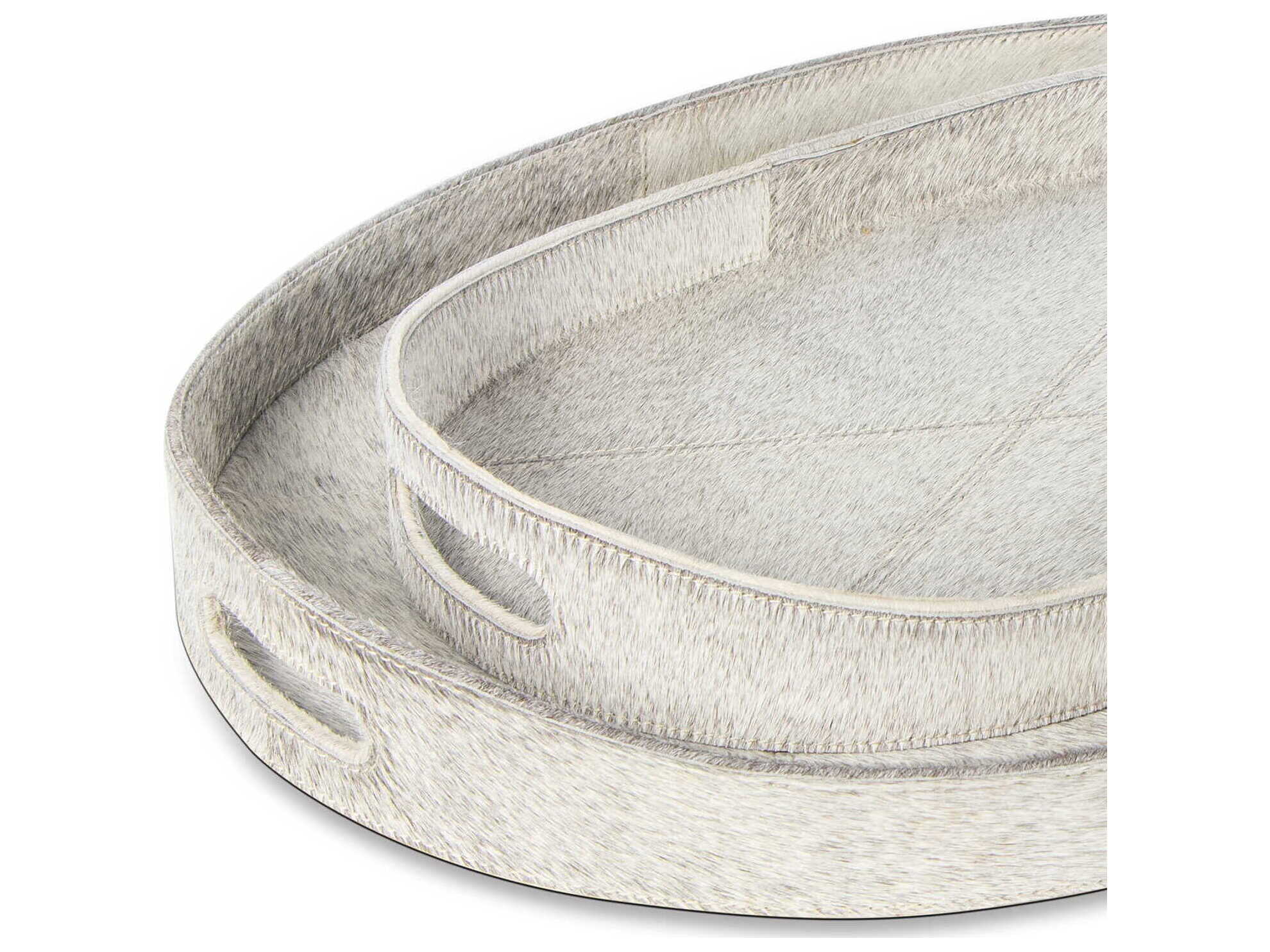 Regina Andrew Andres Grey Andres Hair on Hide Trays Set of 2