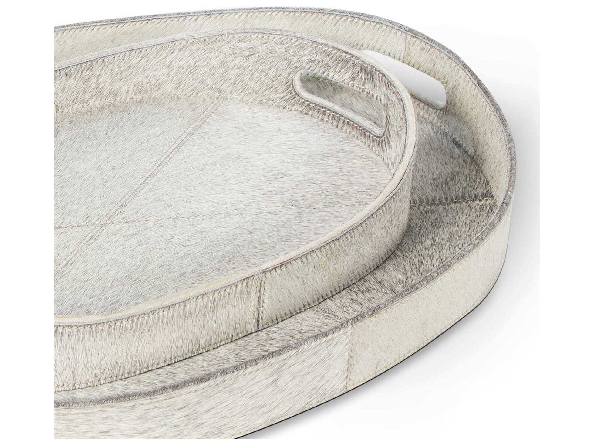 Regina Andrew Andres Grey Andres Hair on Hide Trays Set of 2