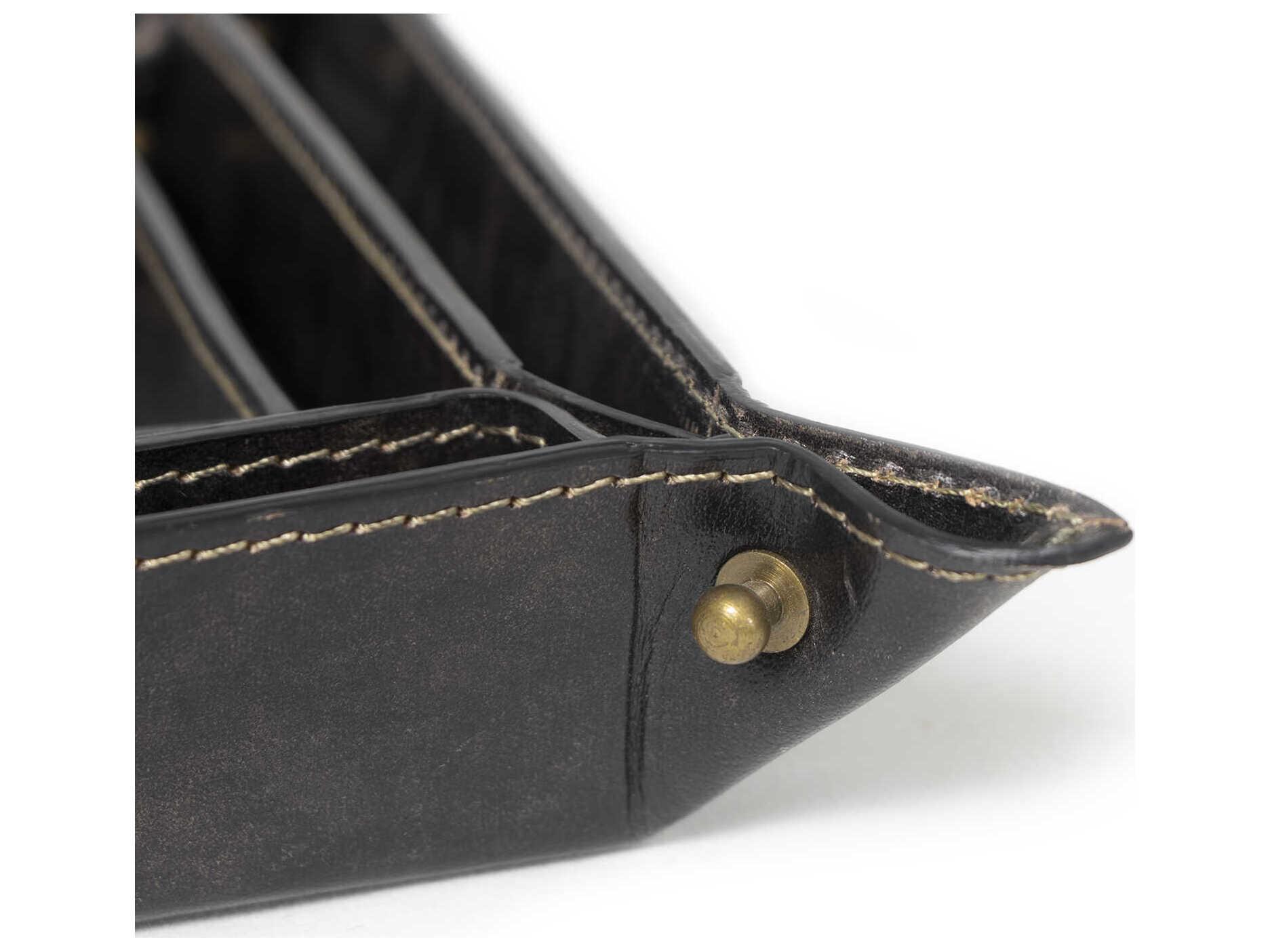 Regina Andrew Derby Black Leather Trays Set of 3