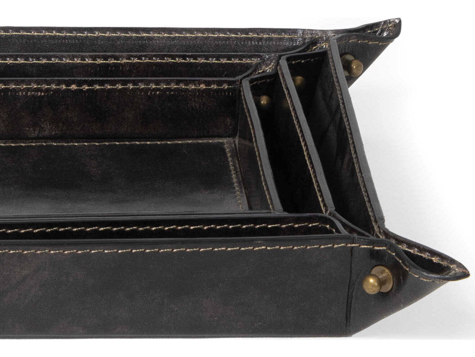 Regina Andrew Derby Black Leather Trays Set of 3