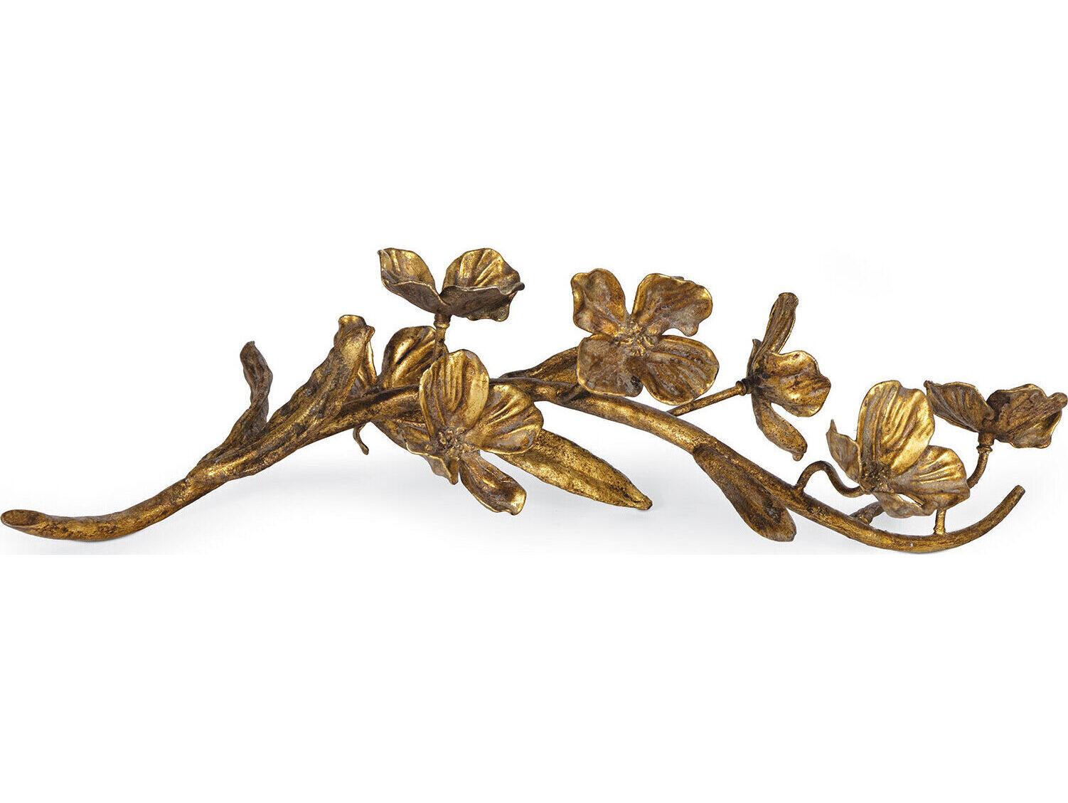 Regina Andrew Dogwood Sprig Antique Gold Leaf Sculpture