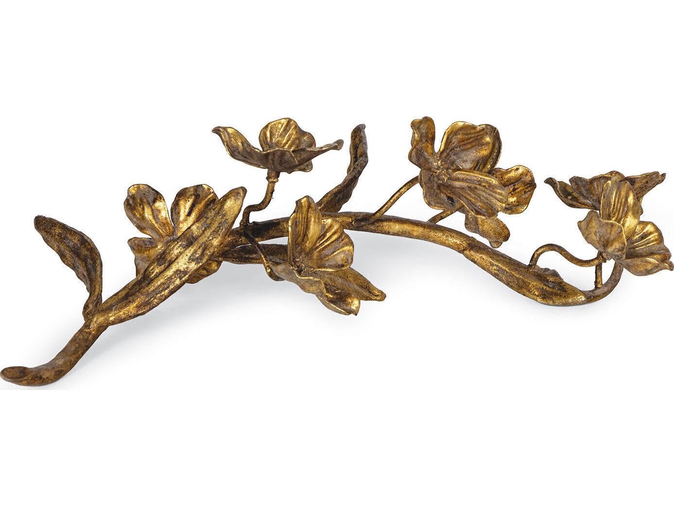 Regina Andrew Dogwood Sprig Antique Gold Leaf Sculpture