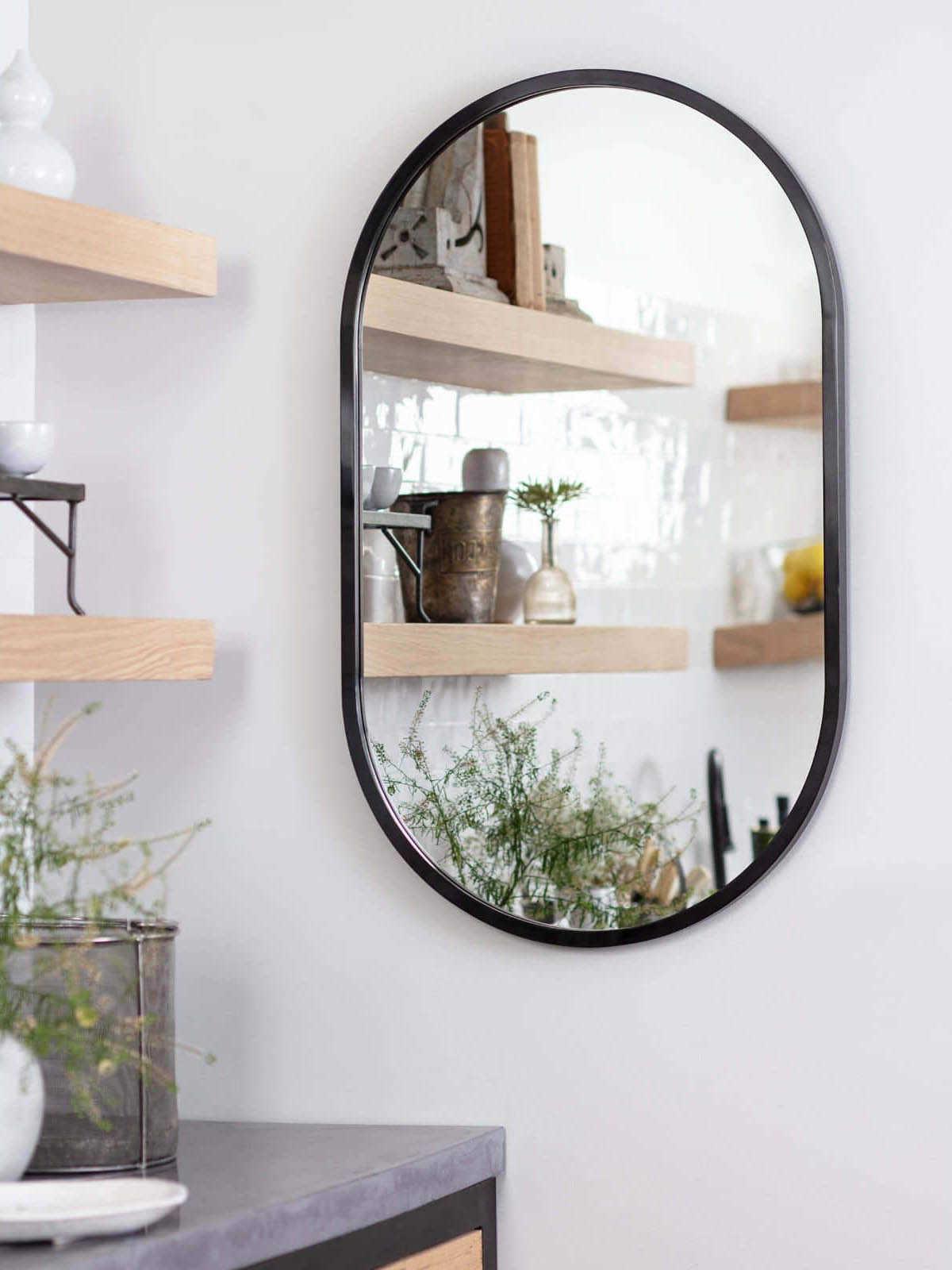 Regina Andrew Canal Blackened Steel Oval Wall Mirror