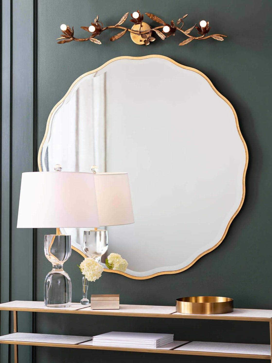 Regina Andrew Gold Leaf Round Wall Mirror