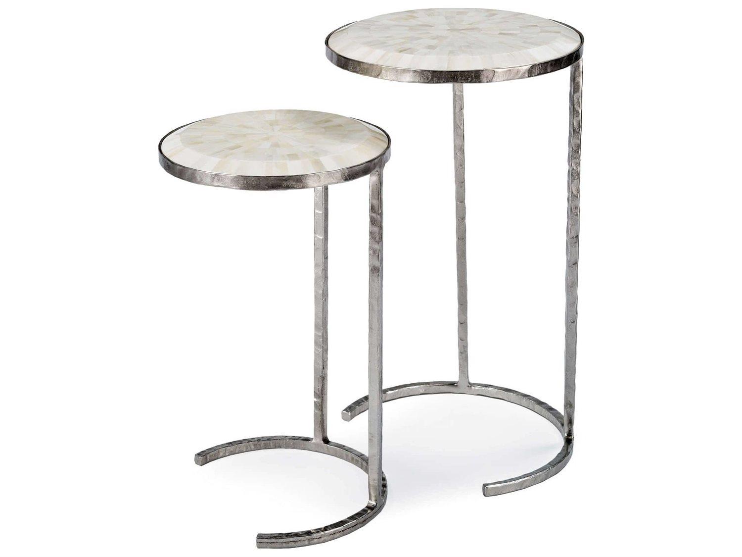 Regina Andrew Bone Round Wood With Polished Nickel End Table