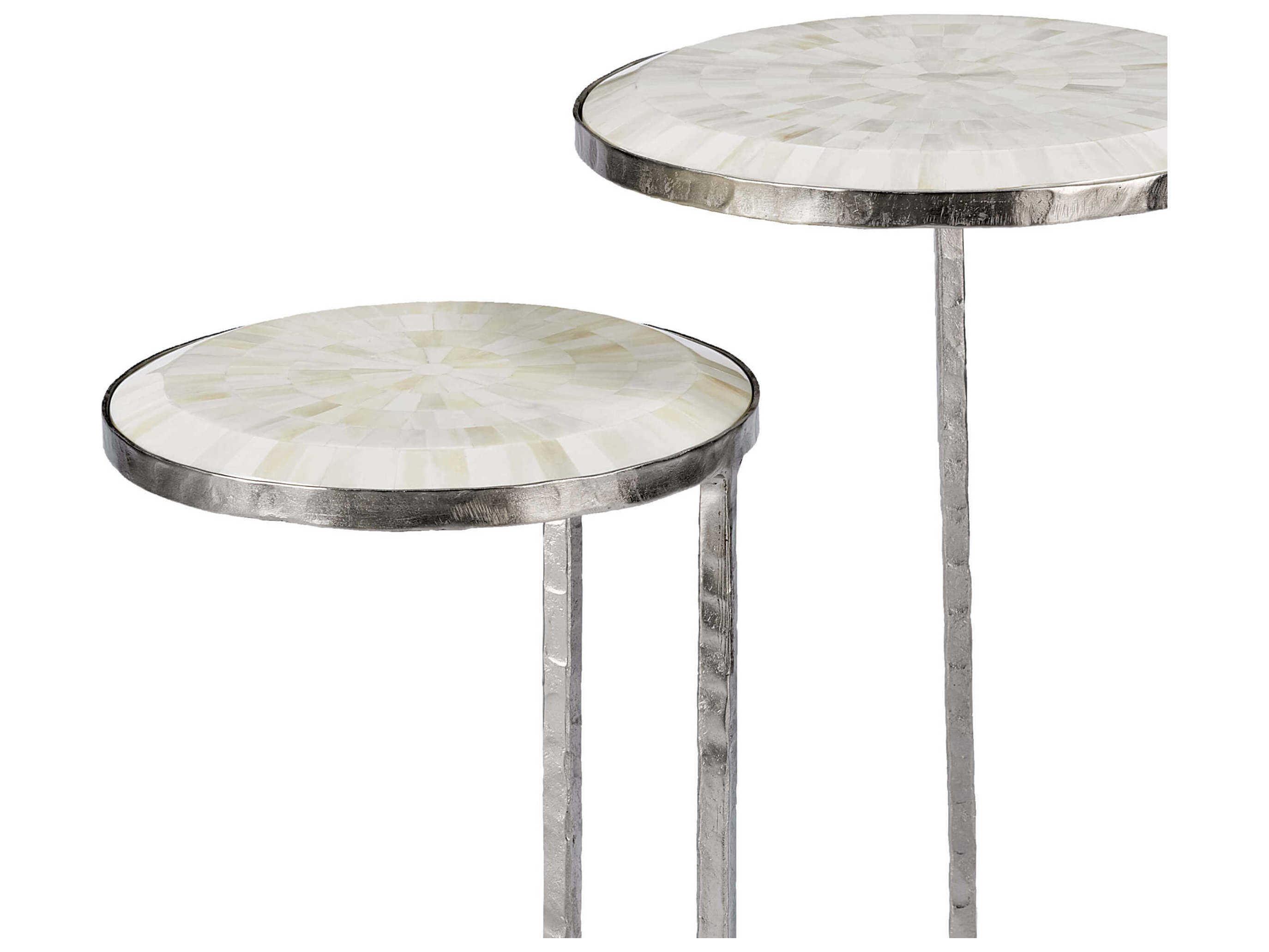Regina Andrew Bone Round Wood With Polished Nickel End Table