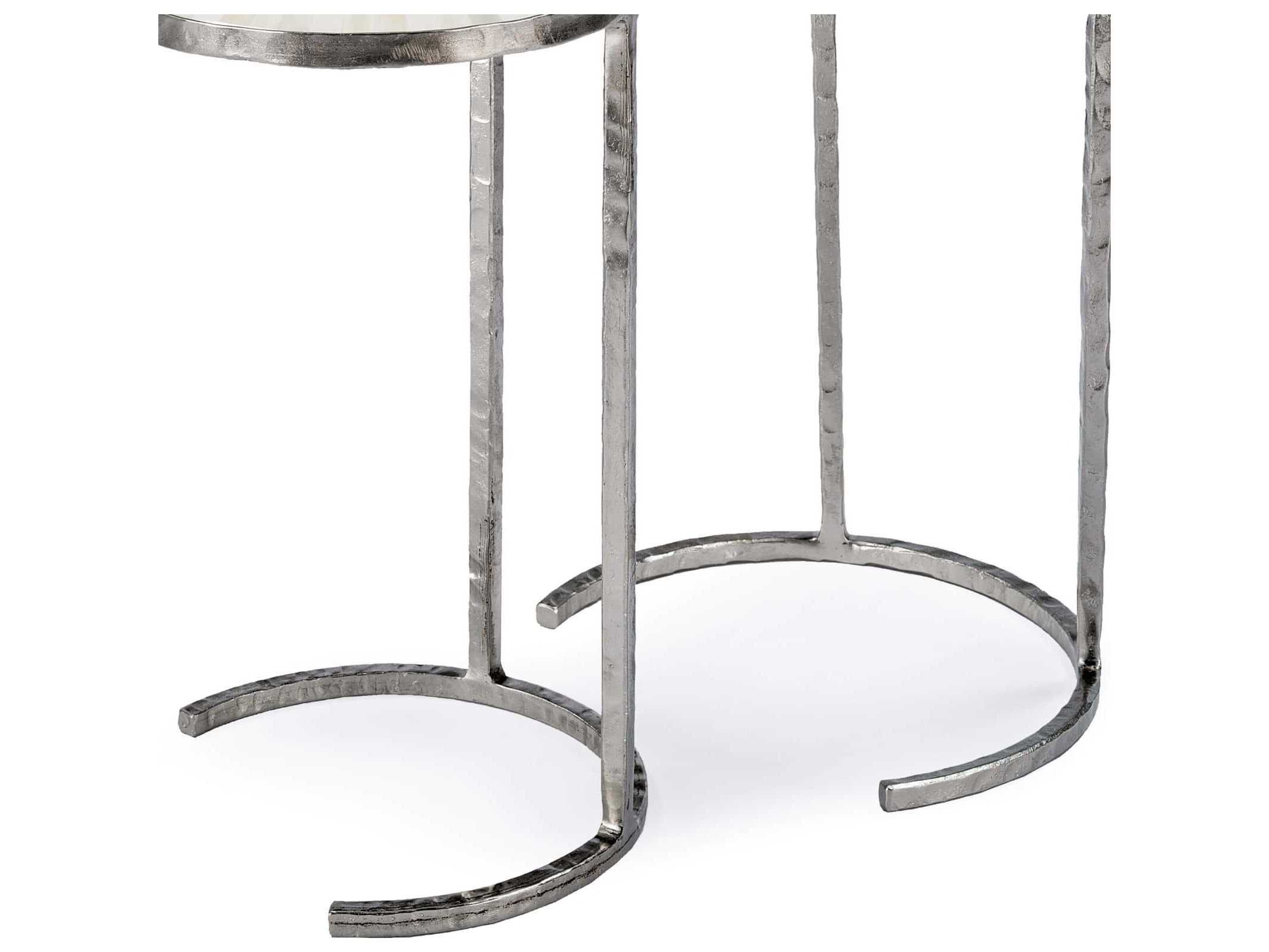 Regina Andrew Bone Round Wood With Polished Nickel End Table