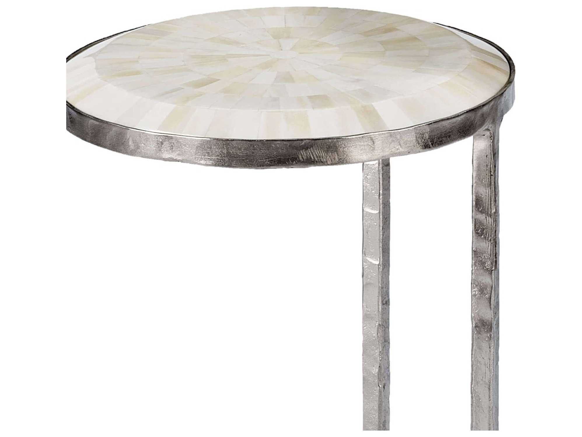 Regina Andrew Bone Round Wood With Polished Nickel End Table