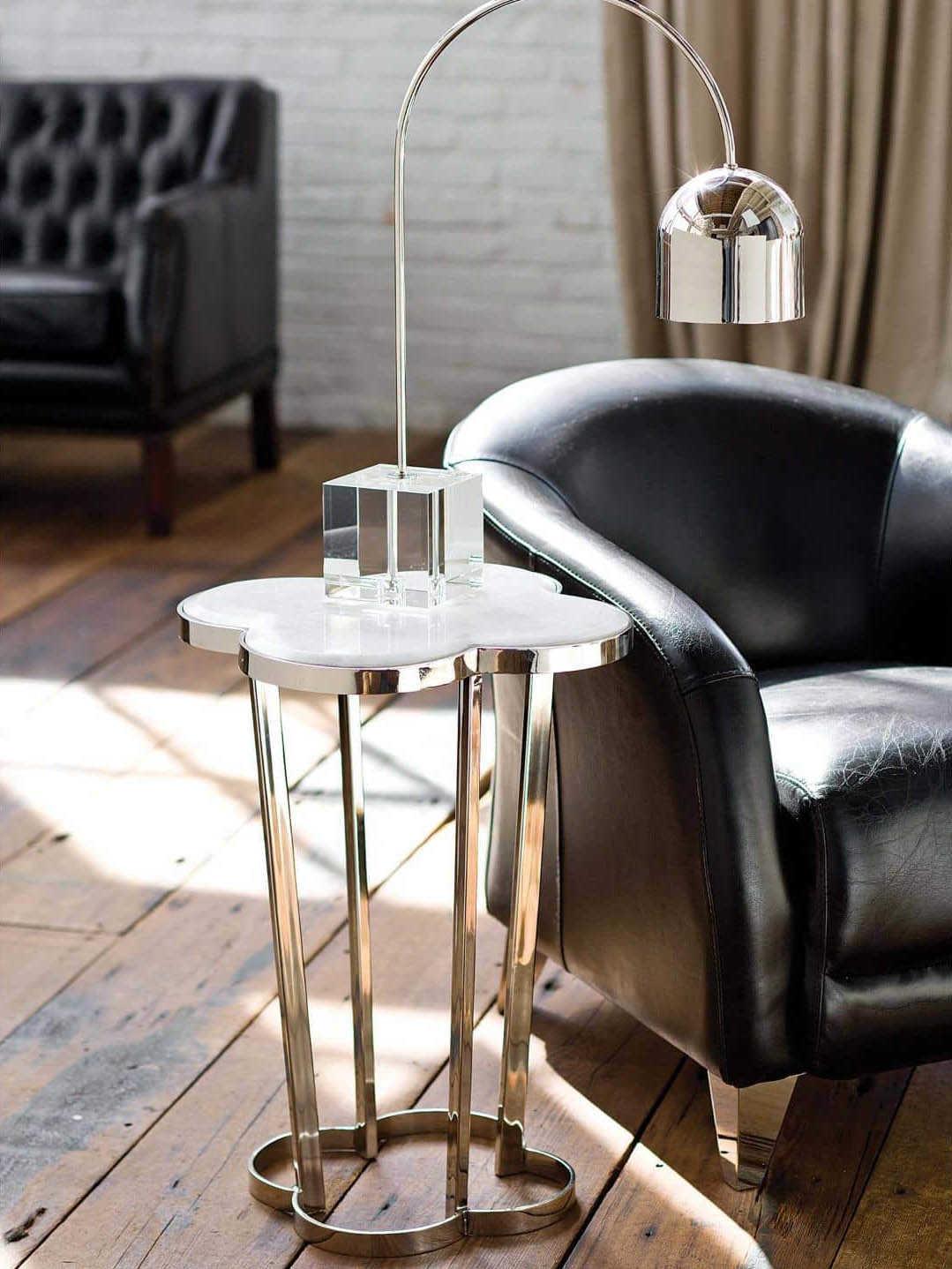 Regina Andrew Clover Marble With Polished Nickel End Table