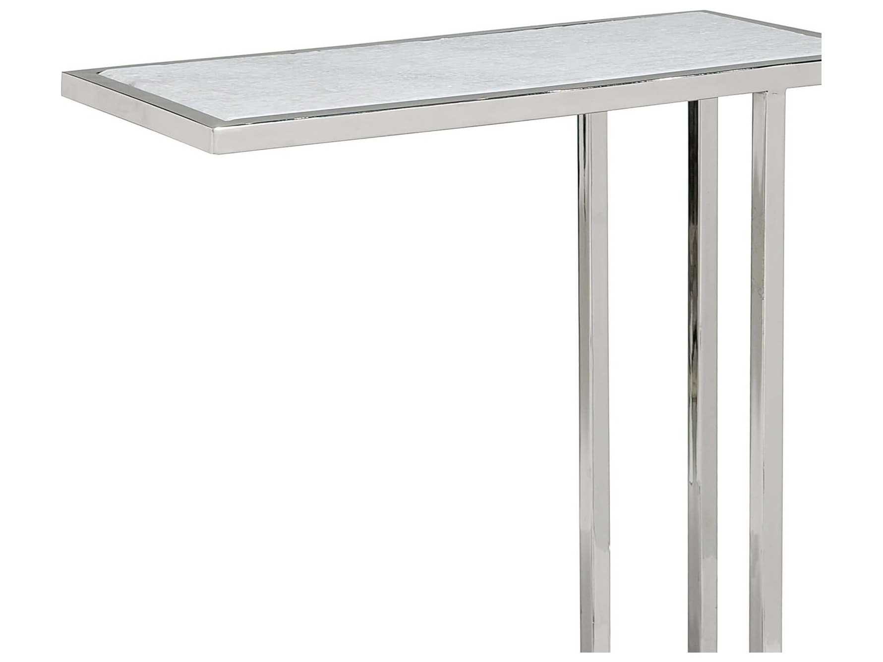 Regina Andrew Echelon Rectangular Etched Marble With Polished Nickel End Table