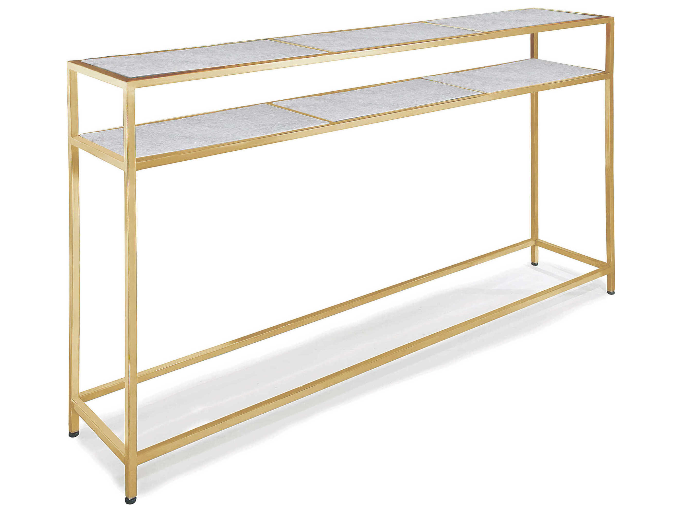 Regina Andrew Echelon Rectangular Marble Natural Brass Console Table