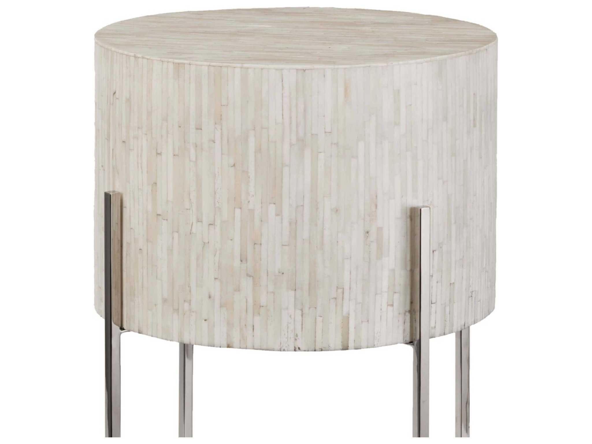Regina Andrew Bone Round Polished Nickel End Table