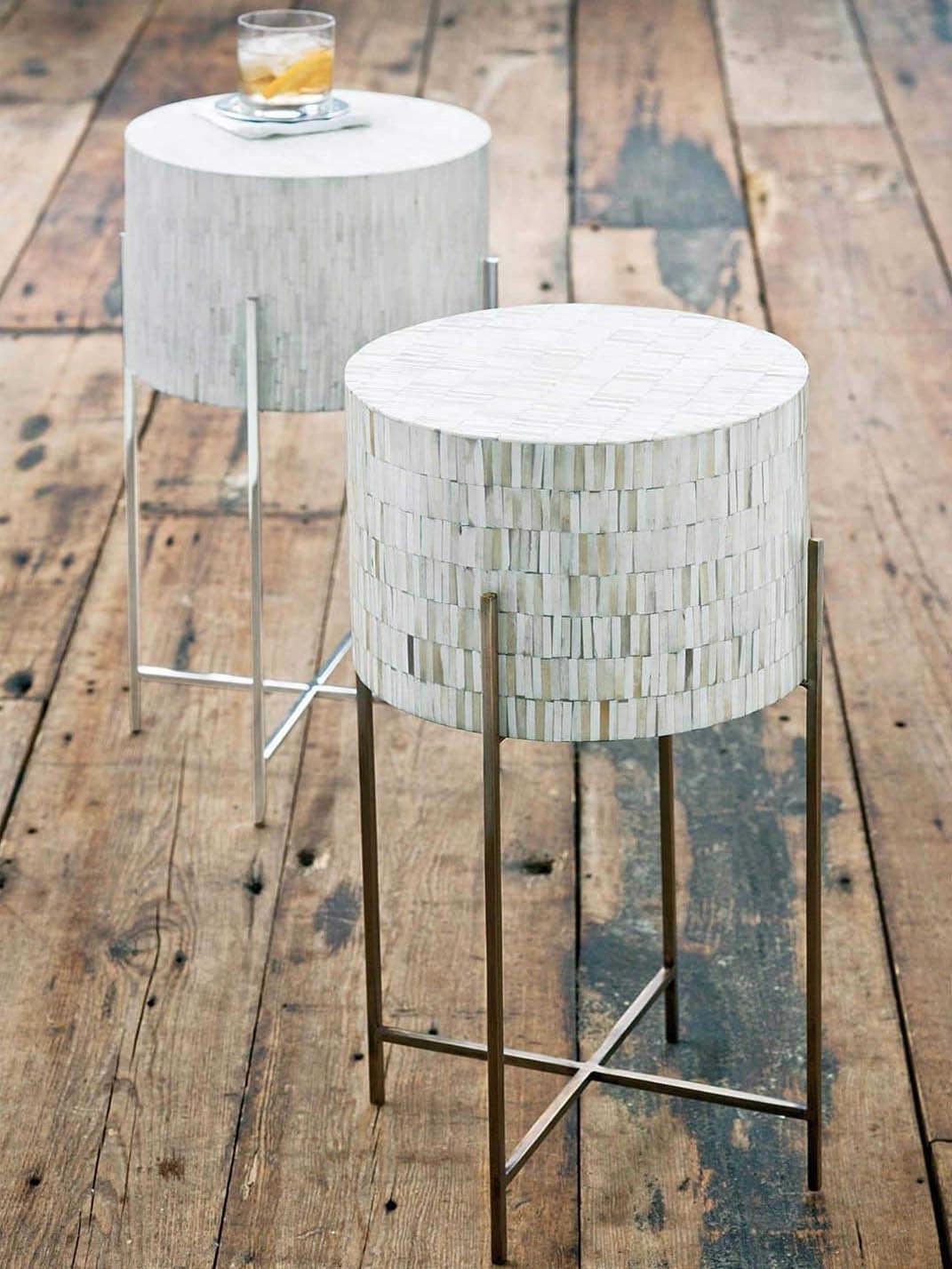 Regina Andrew Bone Round Polished Nickel End Table