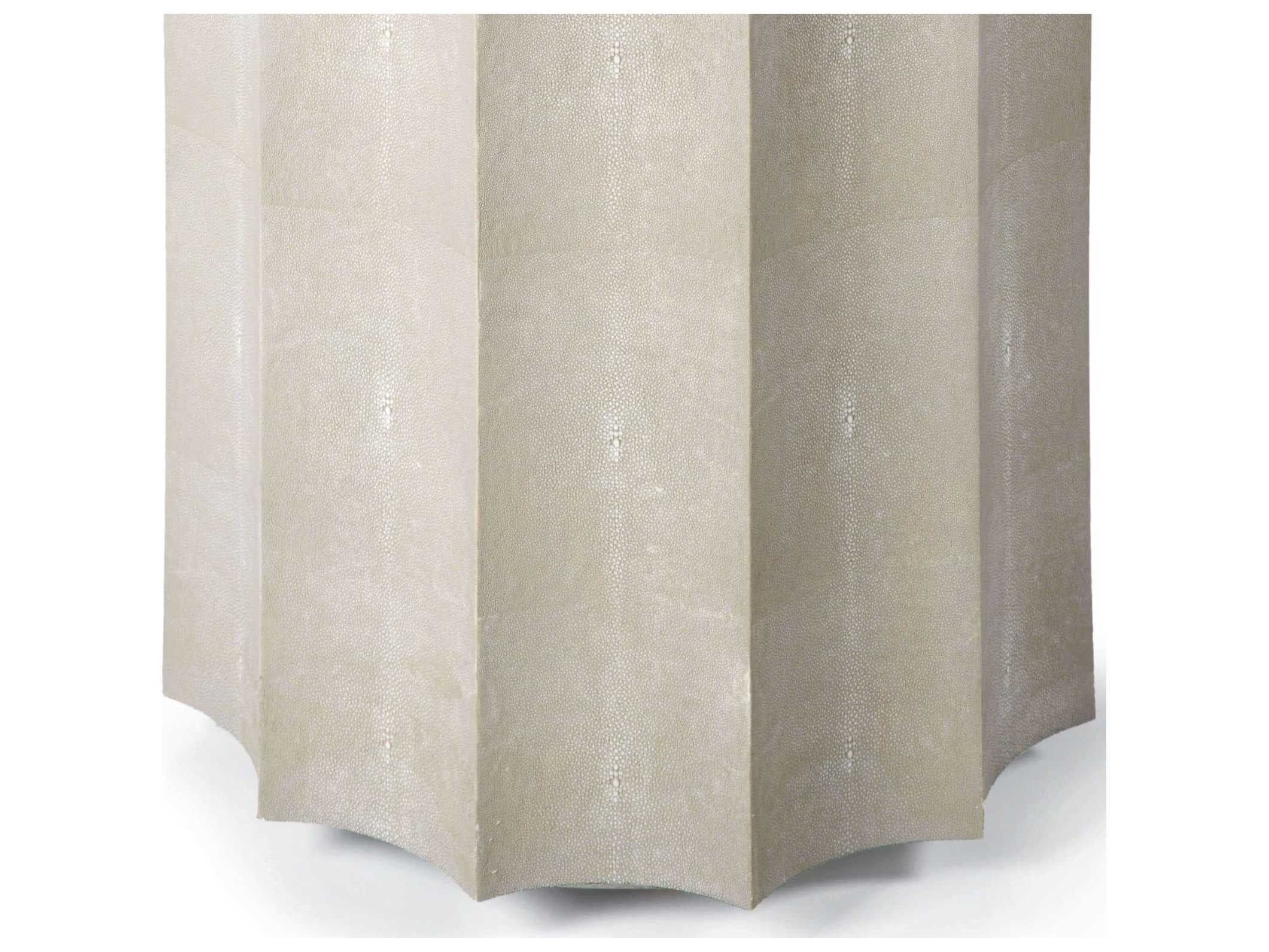Regina Andrew Shagreen Round Faux Leather Ivory Grey End Table