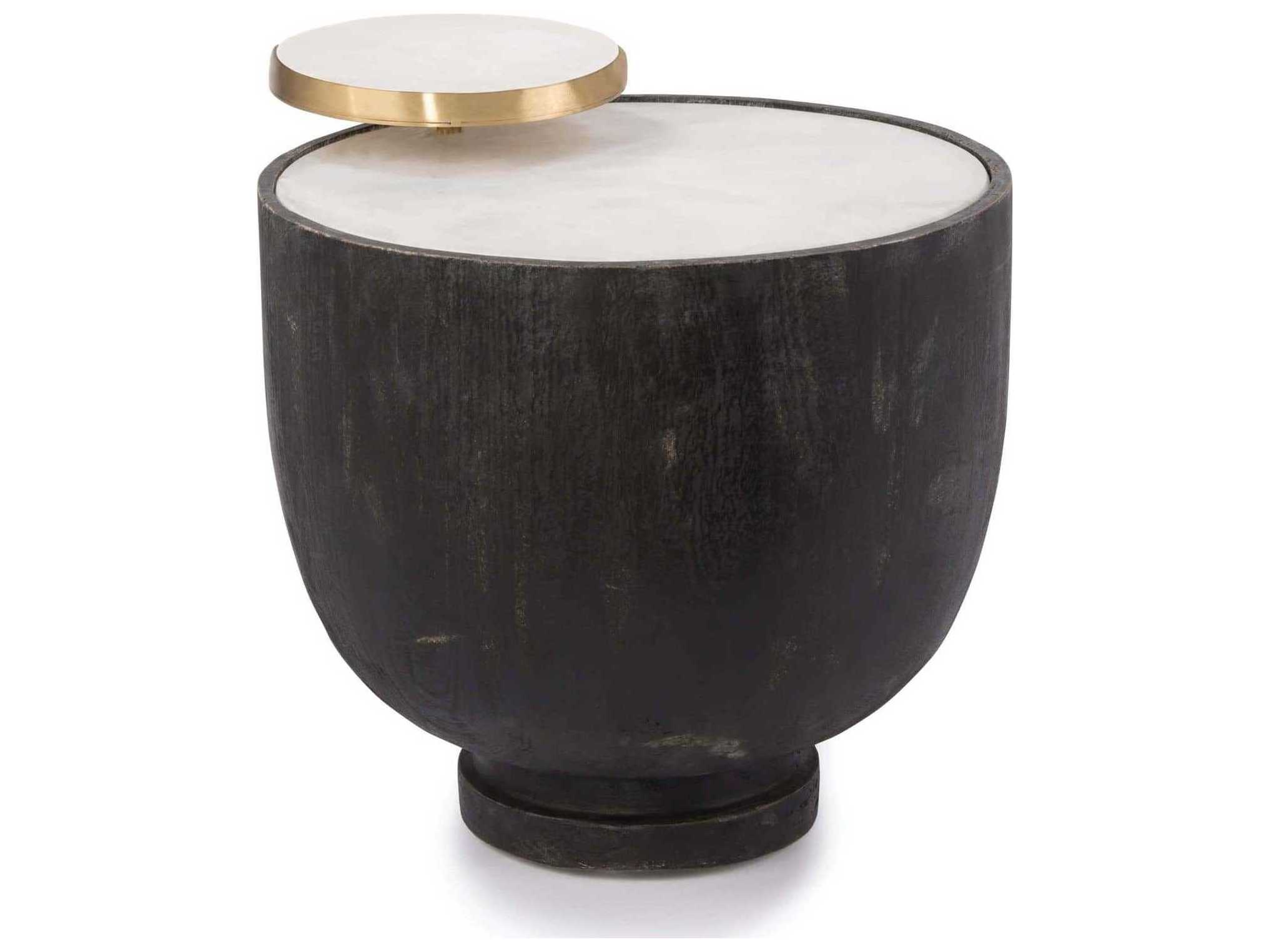 Regina Andrew Theo Round Stone Ebony End Table