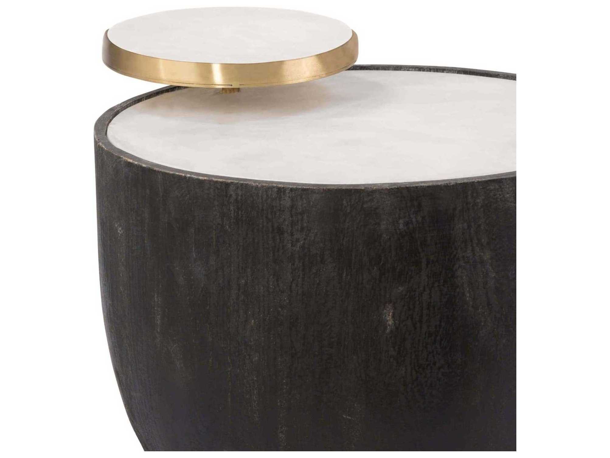 Regina Andrew Theo Round Stone Ebony End Table