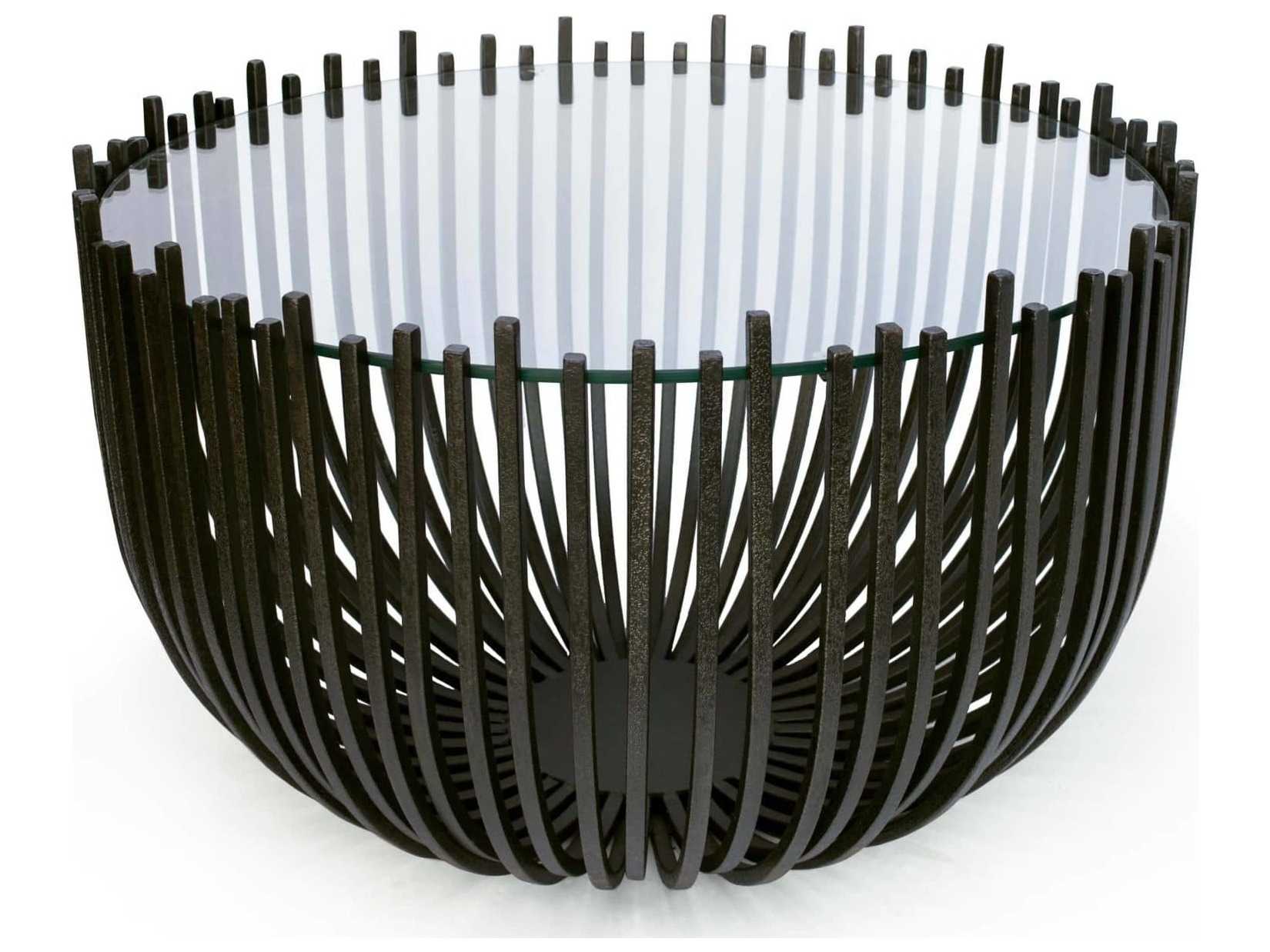 Regina Andrew Round Glass Blackened Iron Coffee Table