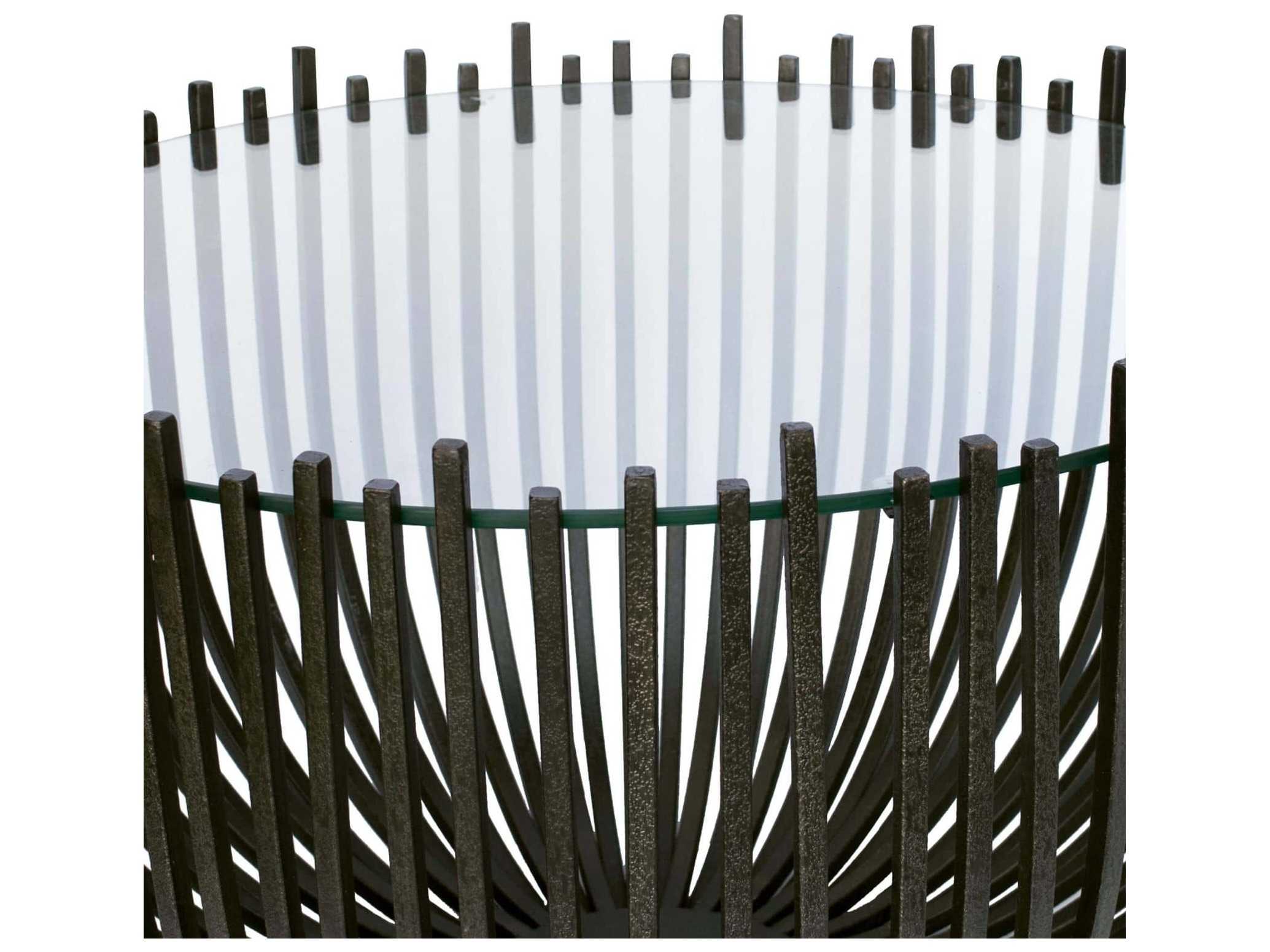 Regina Andrew Round Glass Blackened Iron Coffee Table