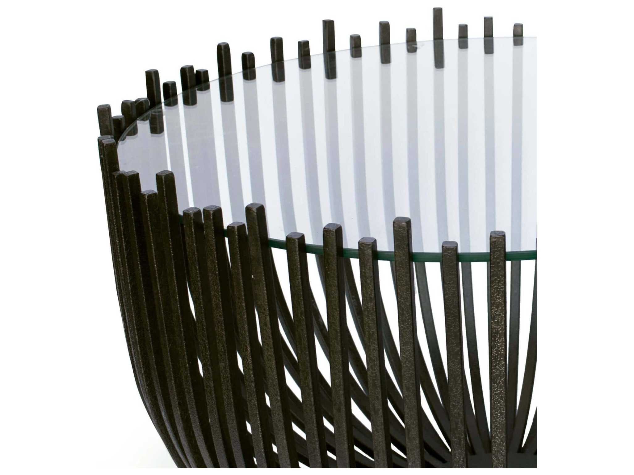 Regina Andrew Round Glass Blackened Iron Coffee Table