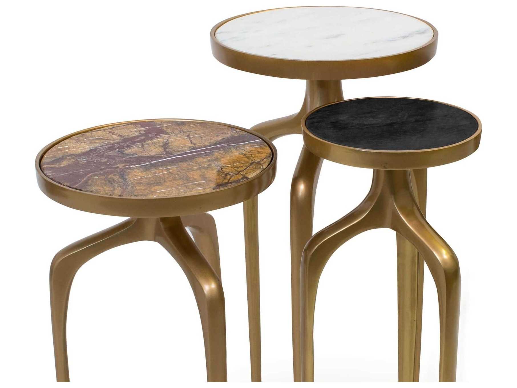 Regina Andrew Mixer Round Natural Brass End Table Set of 3