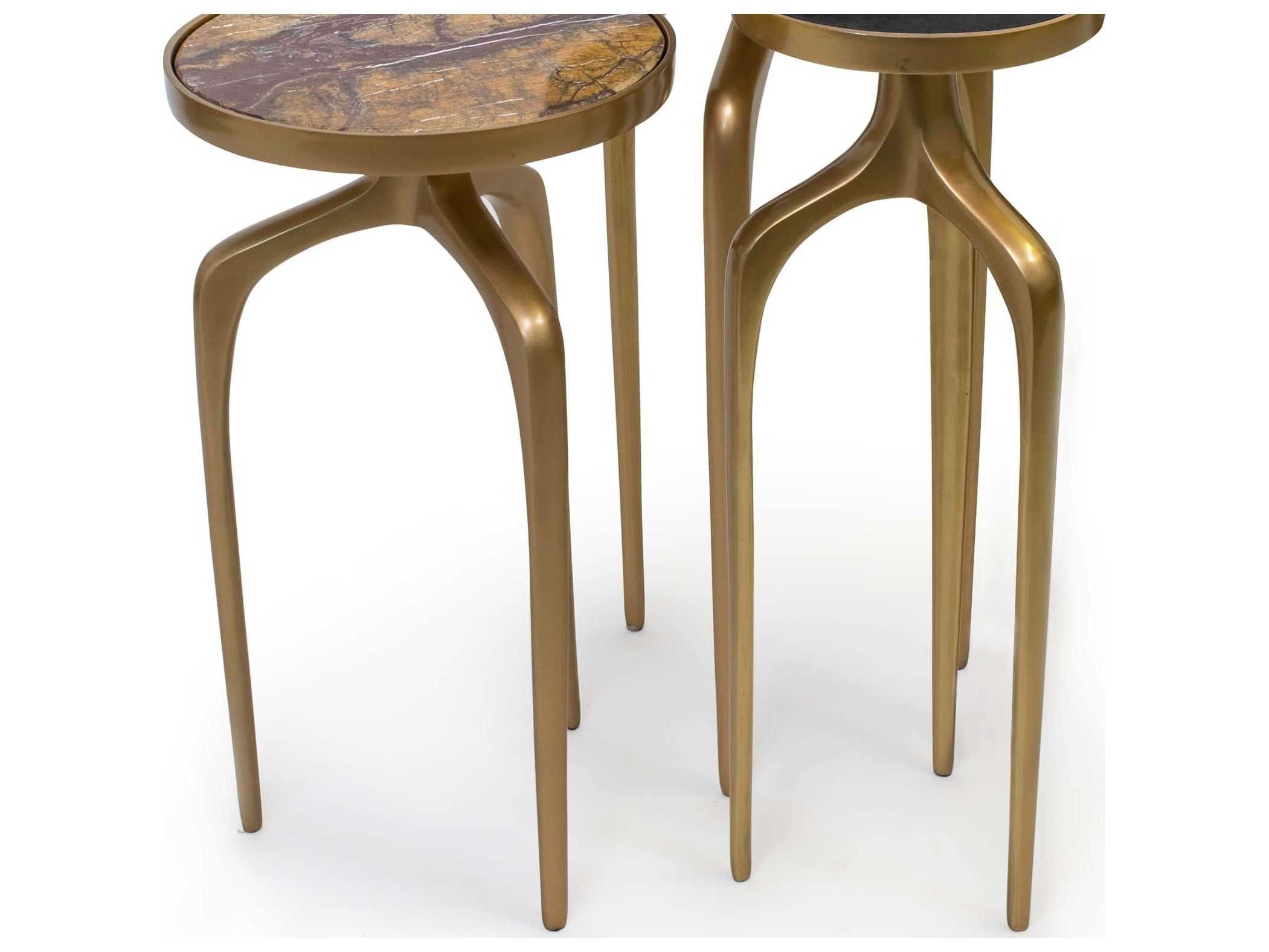 Regina Andrew Mixer Round Natural Brass End Table Set of 3