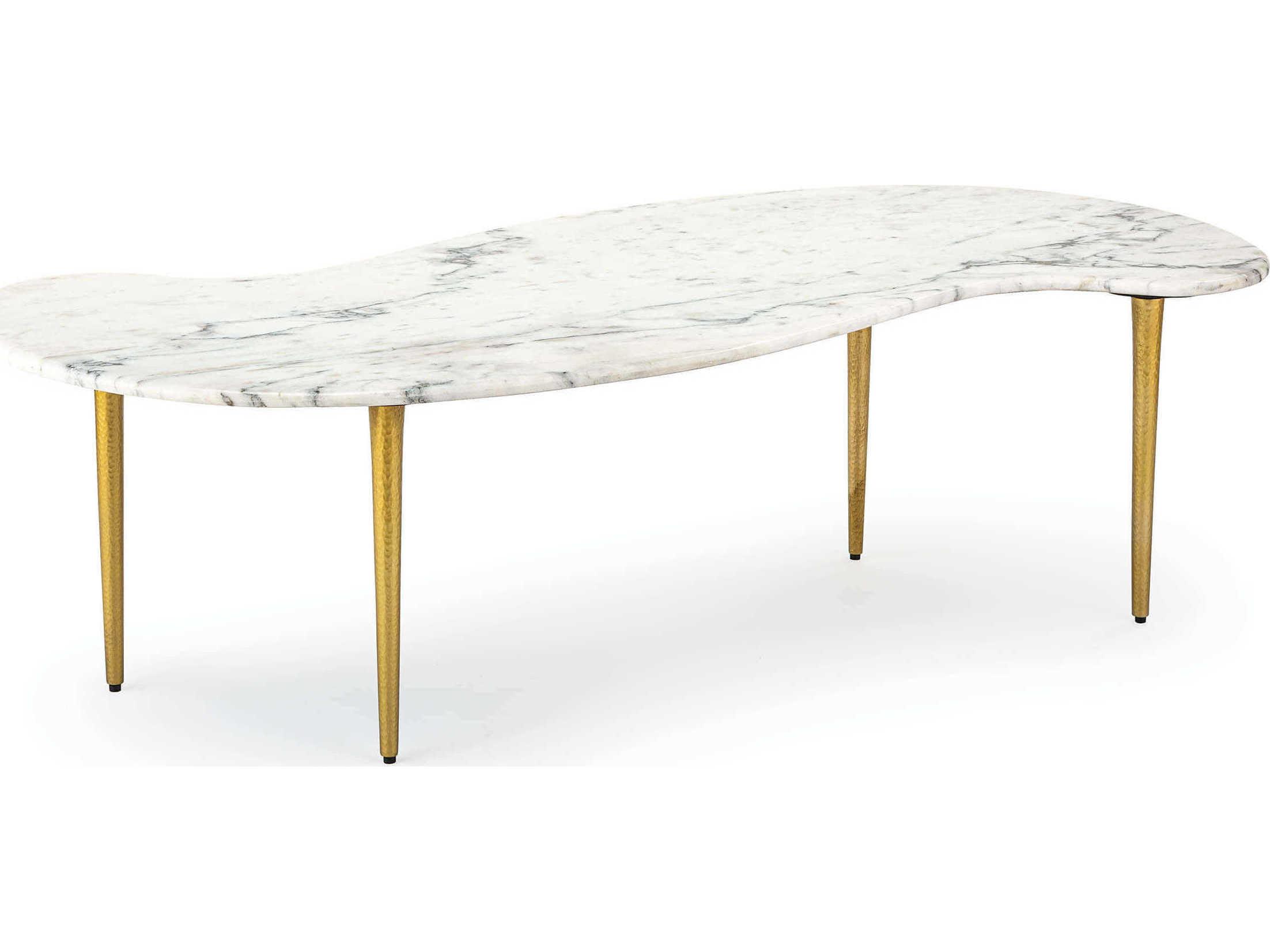 Regina Andrew White Marble Brass Coffee Table