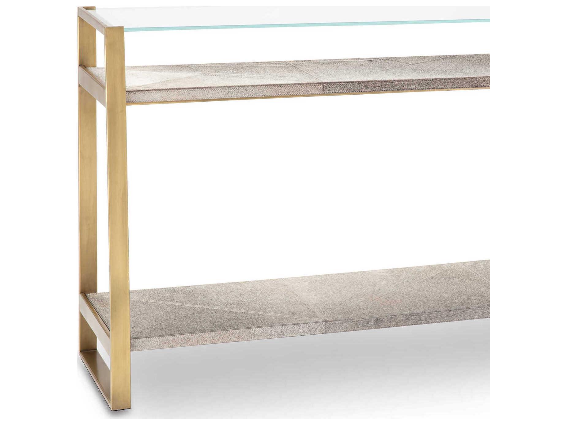 Regina Andrew Andres Rectangular Glass Brass Console Table