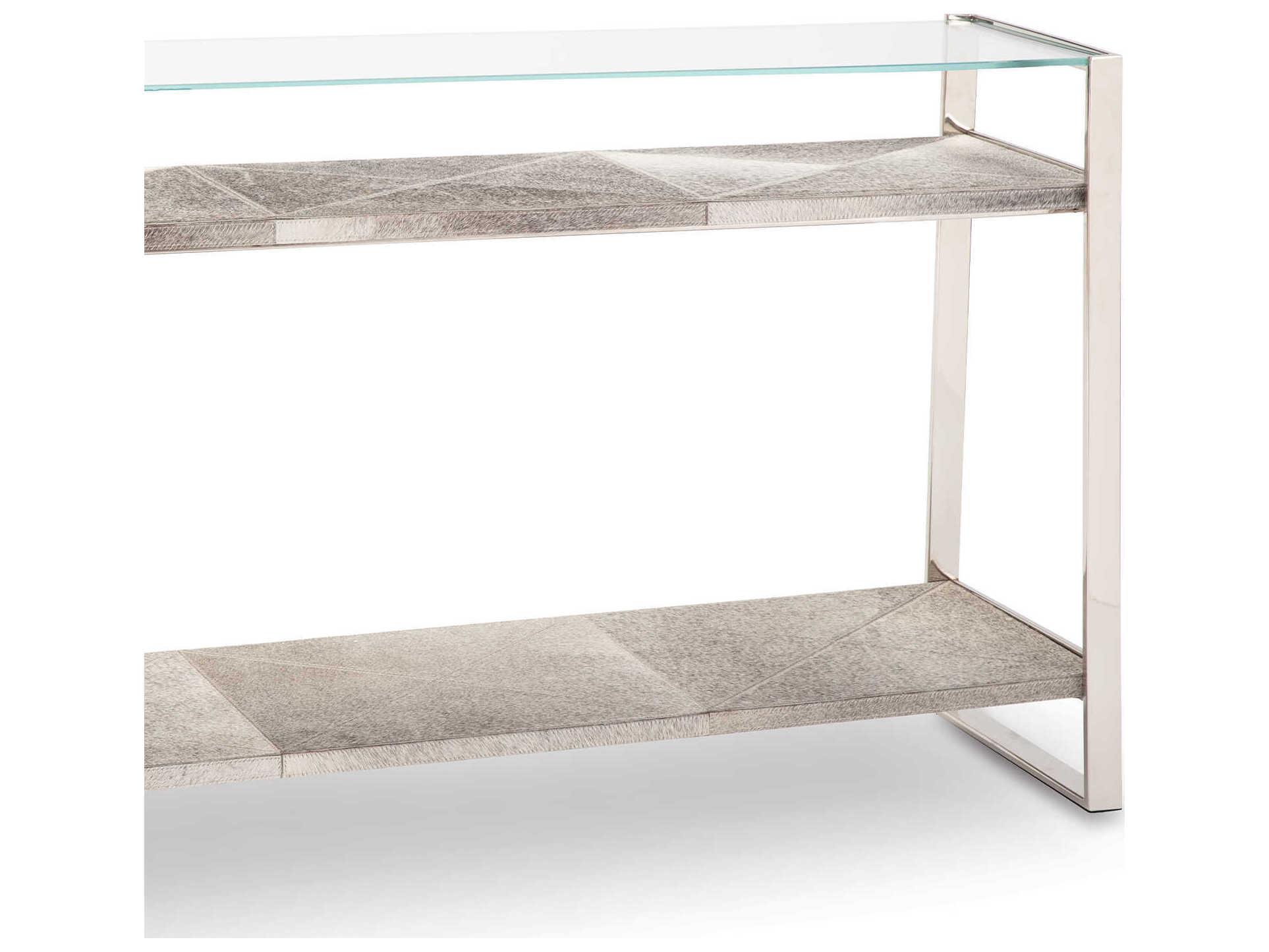 Regina Andrew Andres Rectangular Glass Polished Nickel Console Table