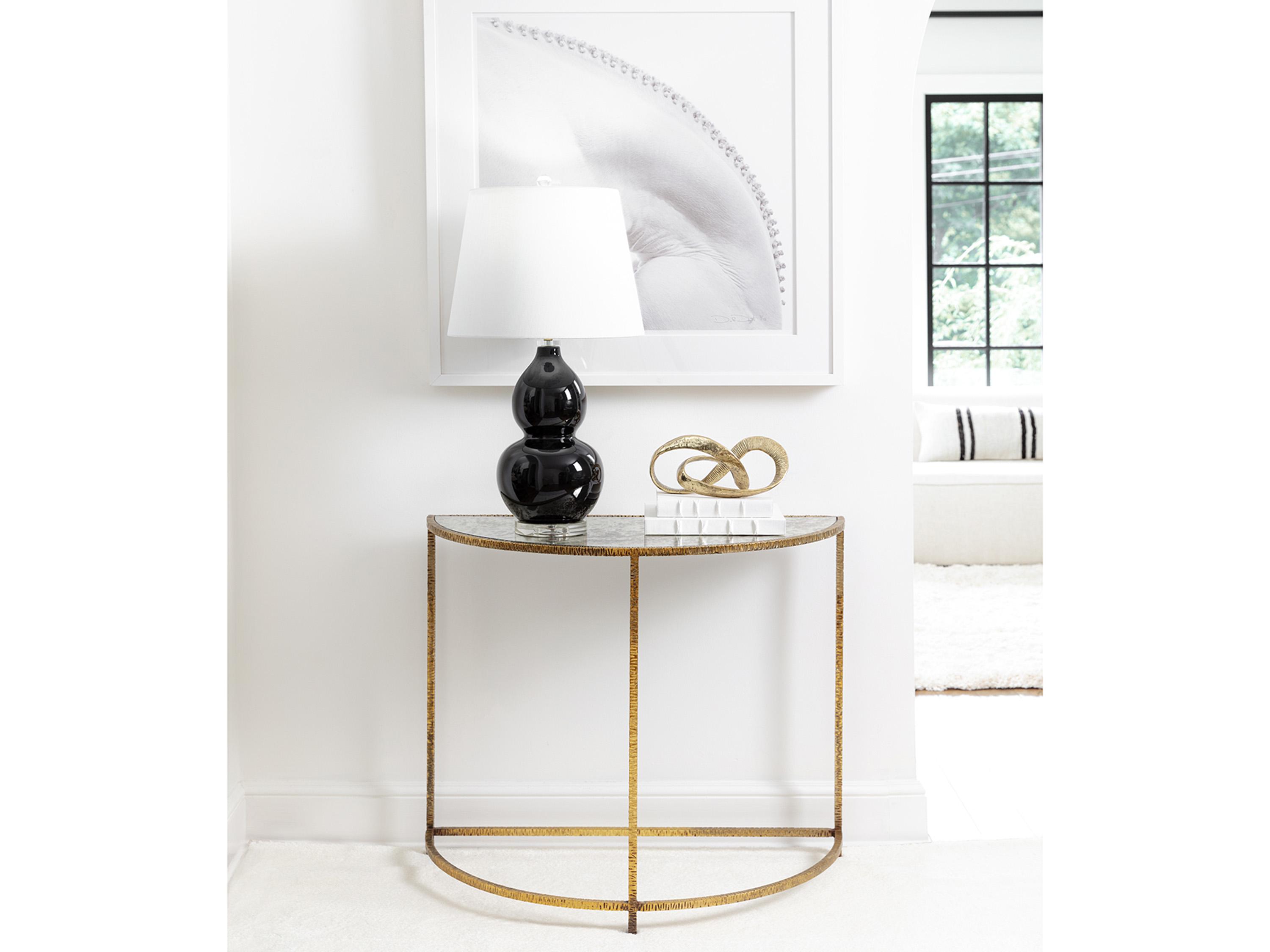 Regina Andrew Anastasia Demilune Mirror Antique Gold Console Table