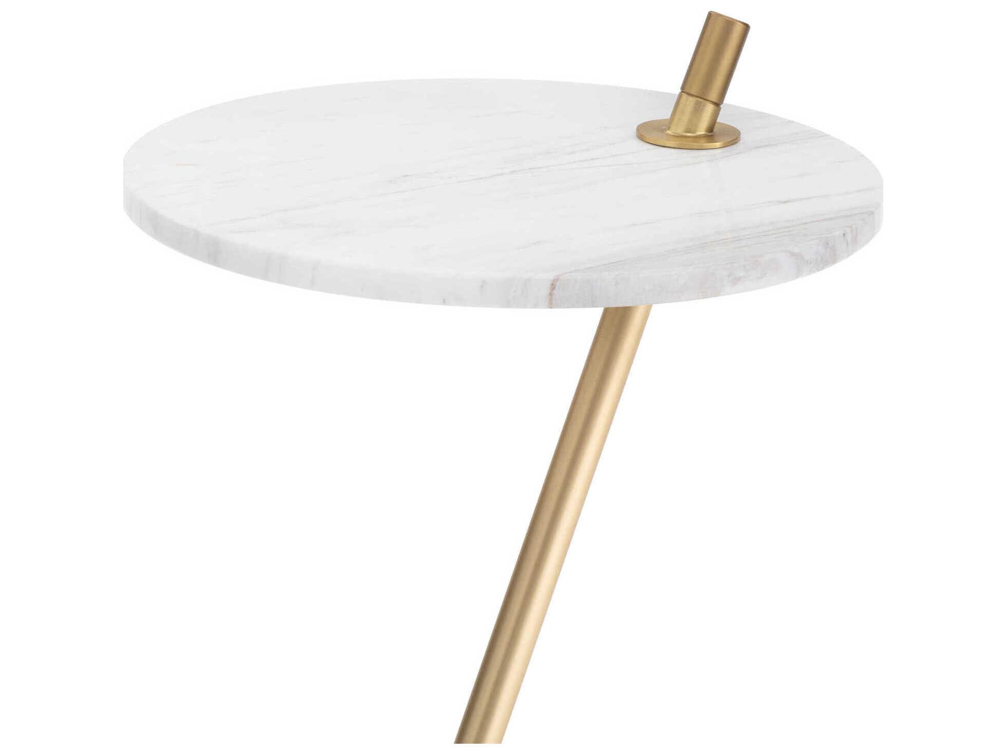 Regina Andrew Spyder Round Marble Natural Brass End Table