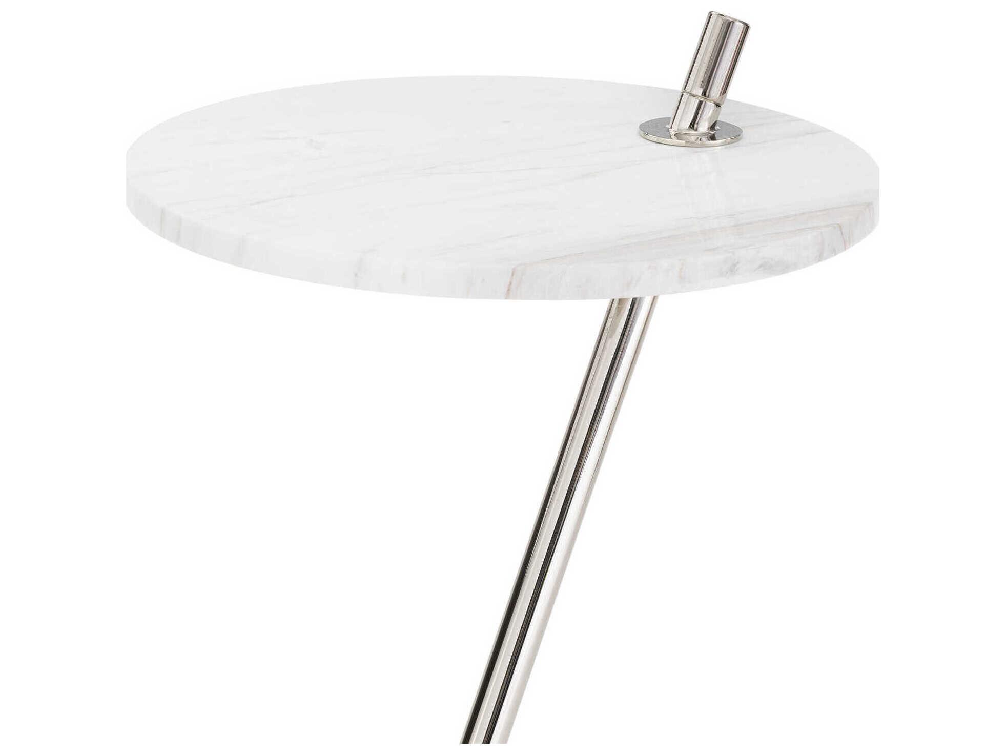 Regina Andrew Spyder Round Marble Polished Nickel End Table
