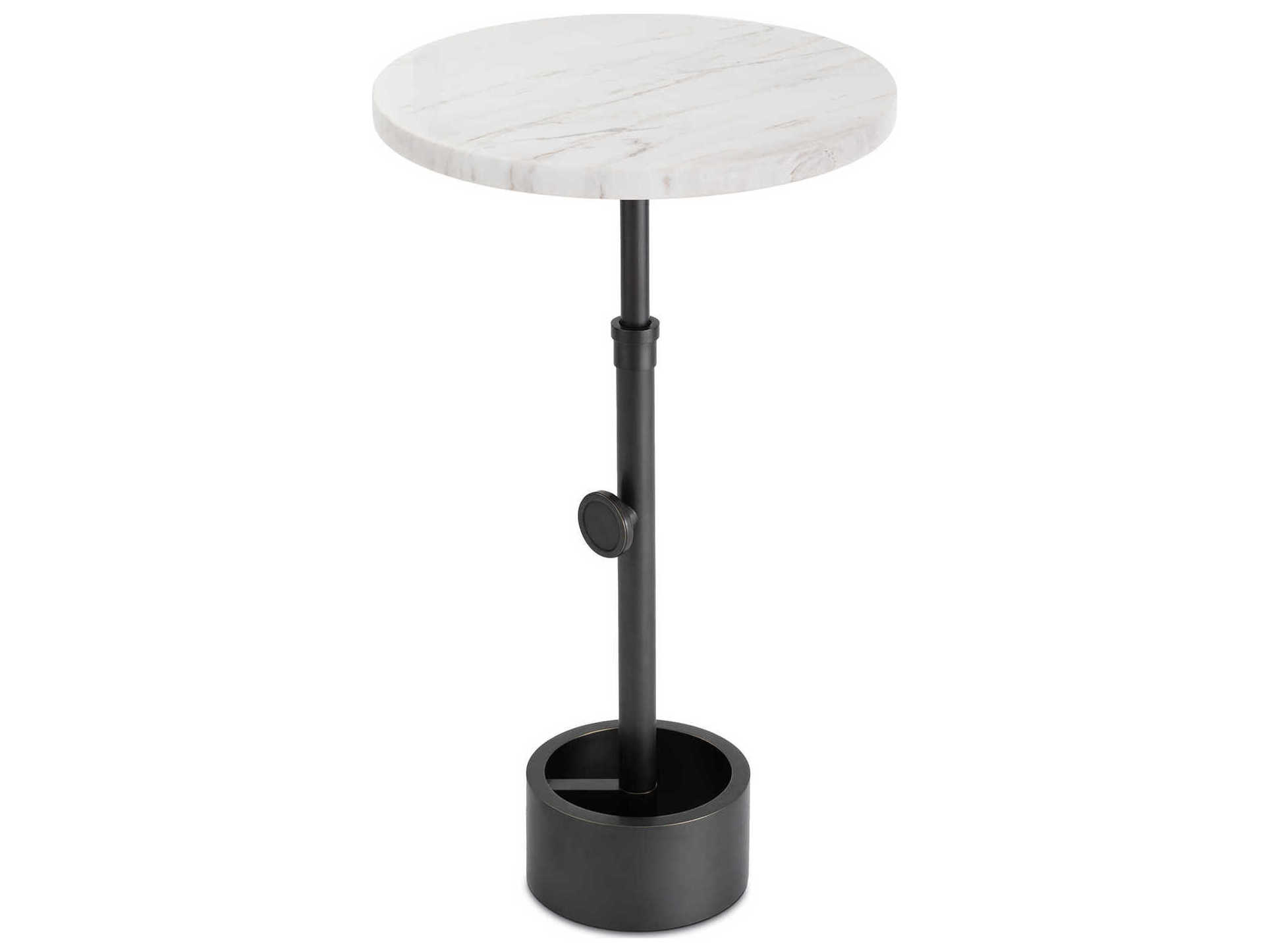 Regina Andrew Myles Round Marble Oil Rubbed Bronze End Table