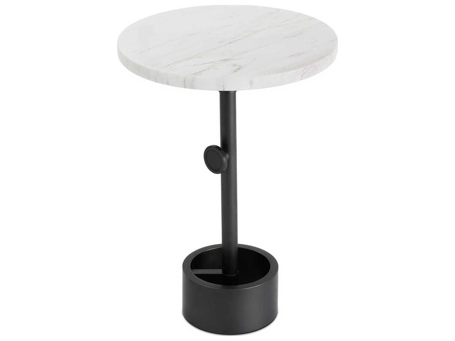 Regina Andrew Myles Round Marble Oil Rubbed Bronze End Table