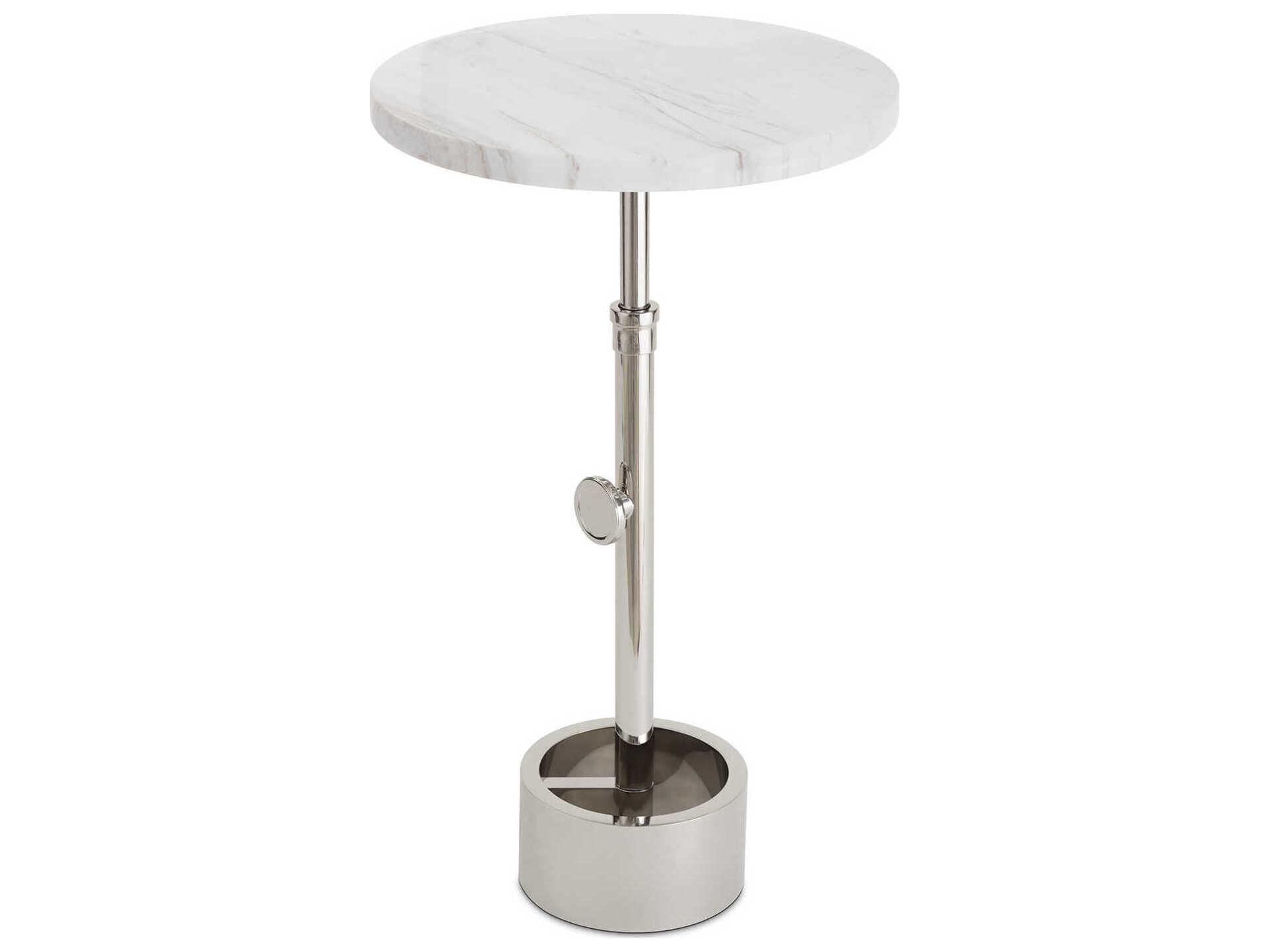 Regina Andrew Myles Round Marble Polished Nickel End Table