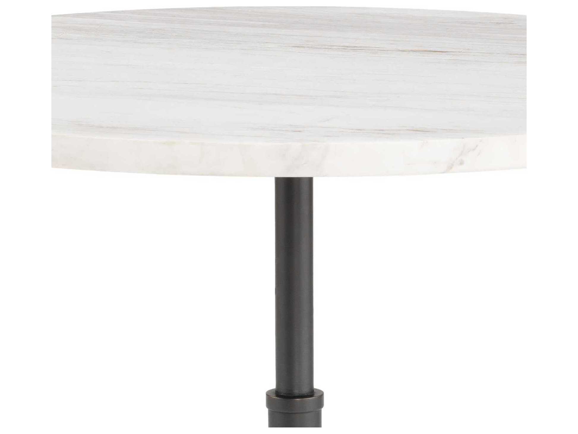 Regina Andrew Myles Round Marble White Oil Rubbed Bronze End Table
